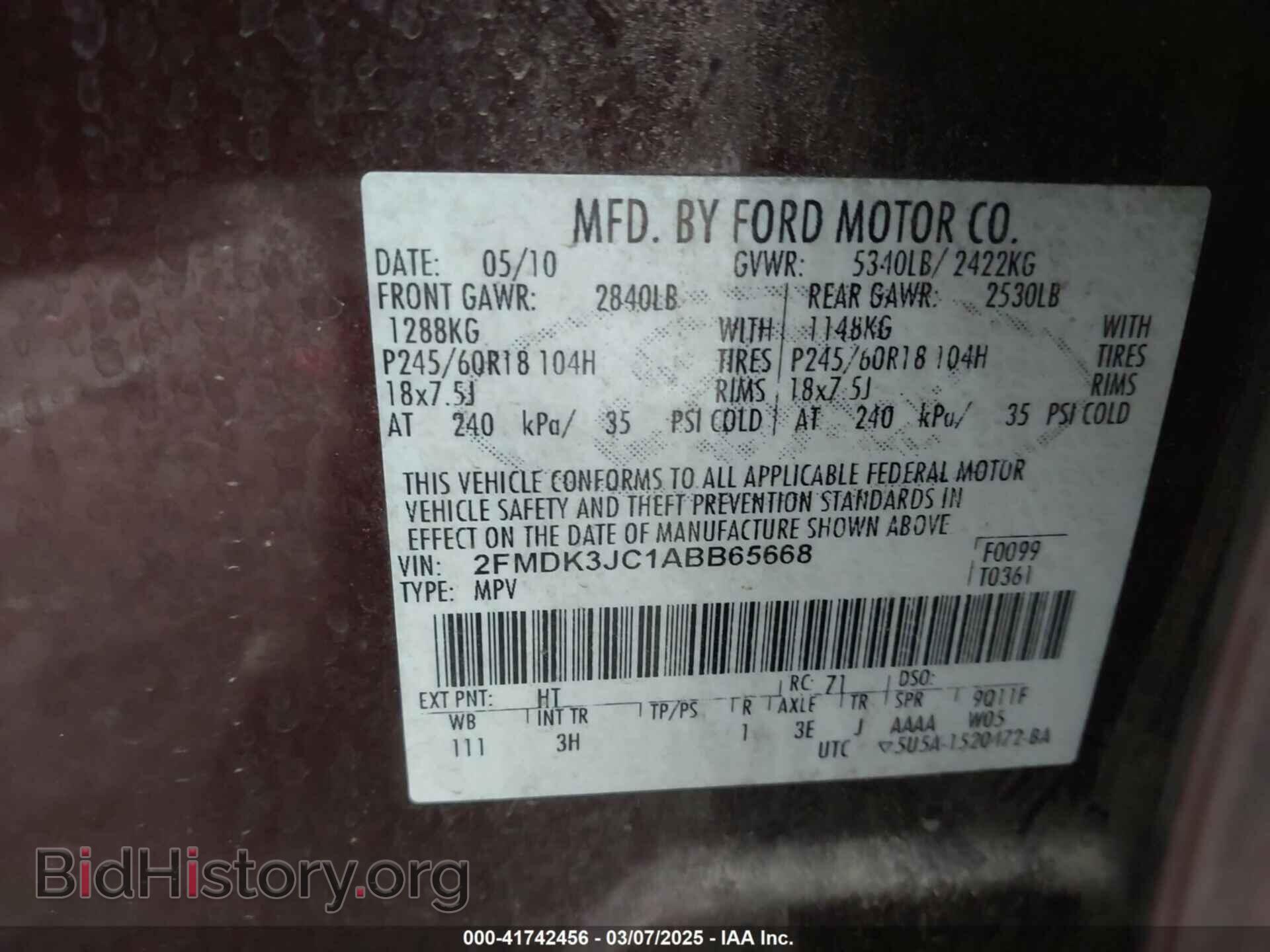 2010 FORD EDGE - VIN: 2FMDK3JC1ABB65668 - Photo 9