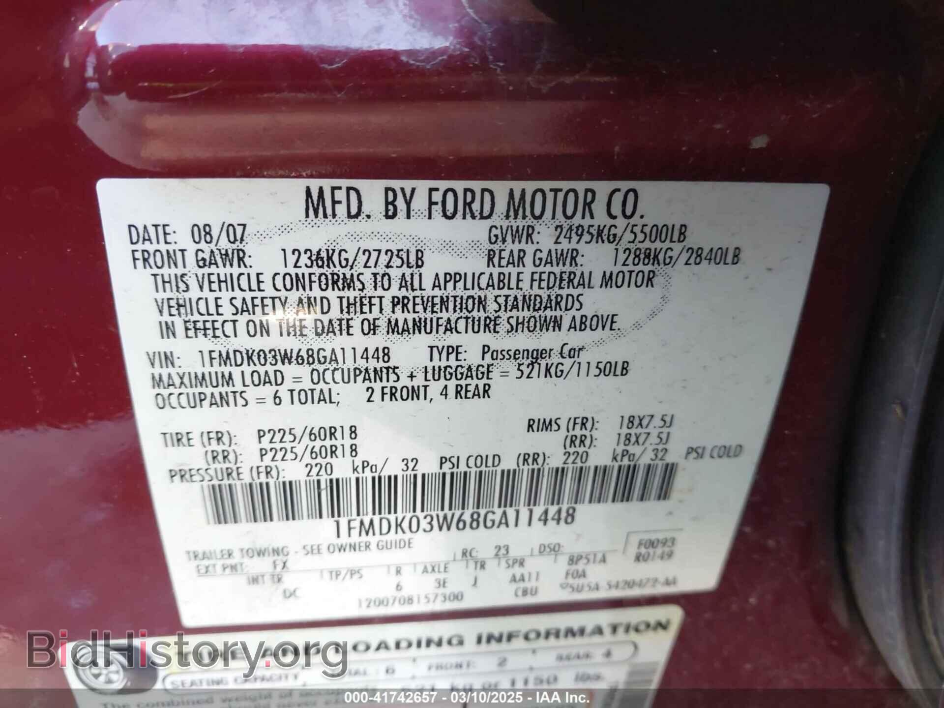 2008 FORD TAURUS X - VIN: 1FMDK03W68GA11448 - Фото 9