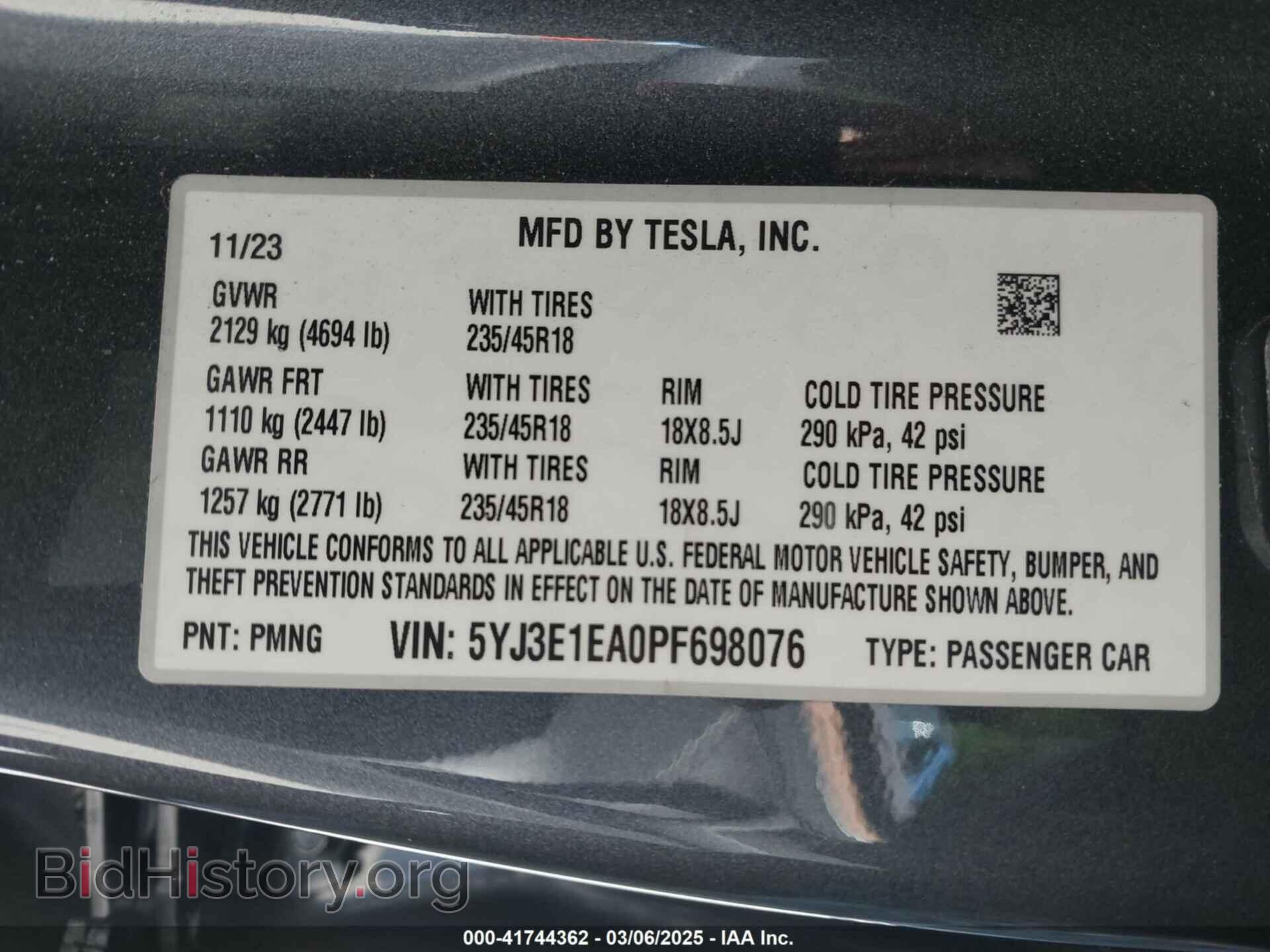 2023 TESLA MODEL 3 - VIN: 5YJ3E1EA0PF698076 - Фото 9