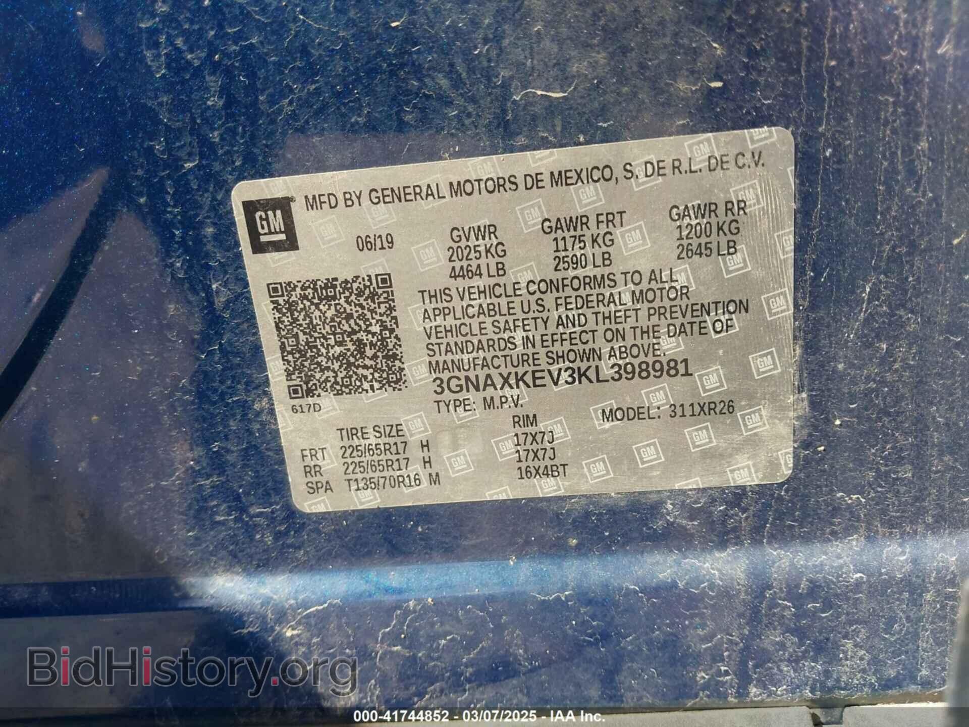 2019 CHEVROLET EQUINOX - VIN: 3GNAXKEV3KL398981 - Фото 9