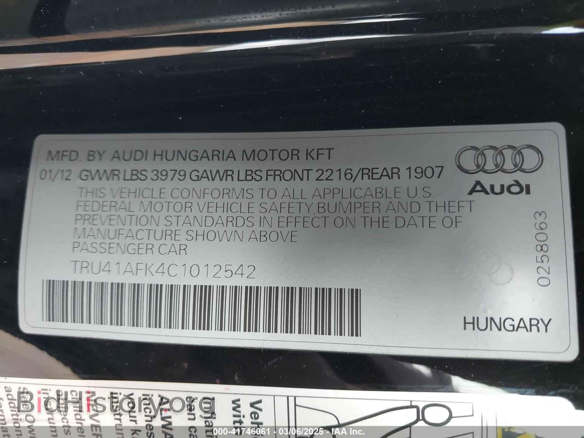 2012 AUDI TTS - VIN: TRU41AFK4C1012542 - Фото 9