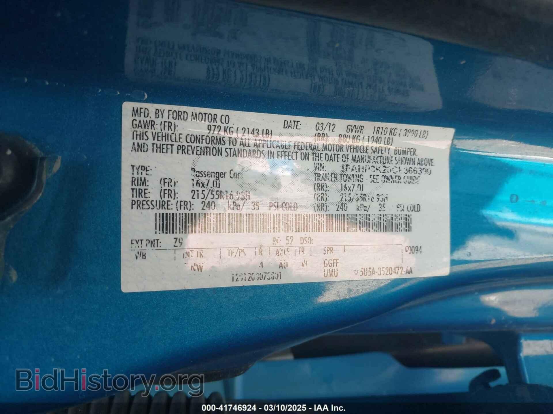 2012 FORD FOCUS - VIN: 1FAHP3K20CL366399 - Фото 9