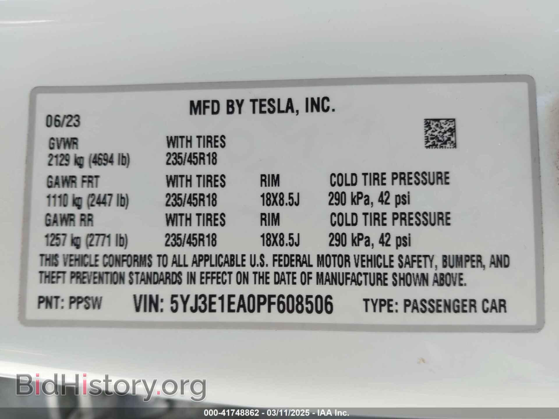 2023 TESLA MODEL 3 - VIN: 5YJ3E1EA0PF608506 - Фото 9