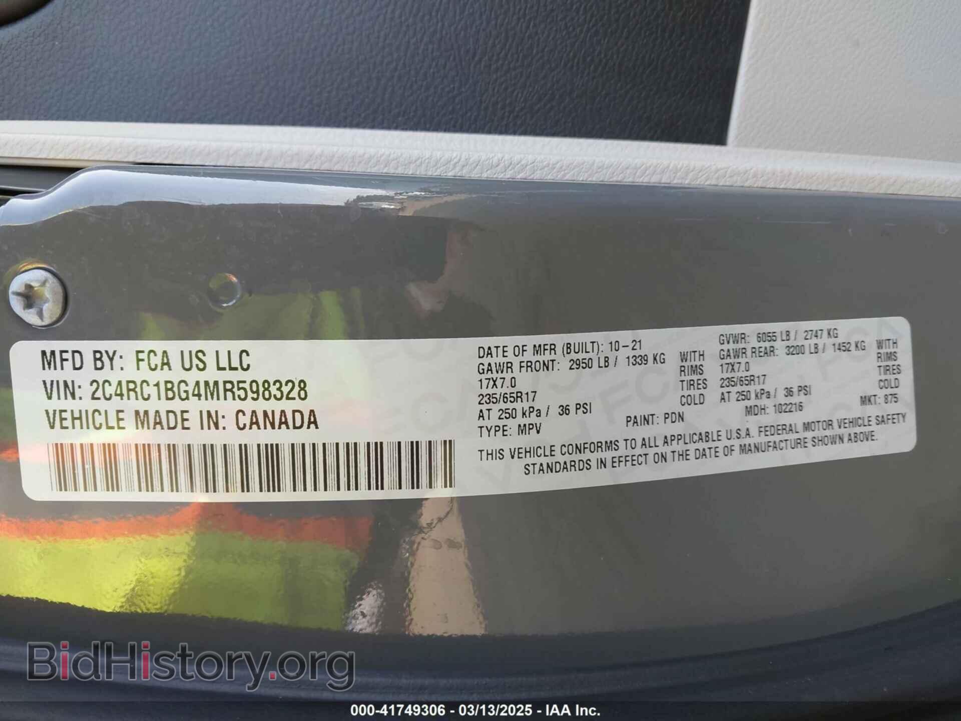 2021 CHRYSLER PACIFICA - VIN: 2C4RC1BG4MR598328 - Фото 9