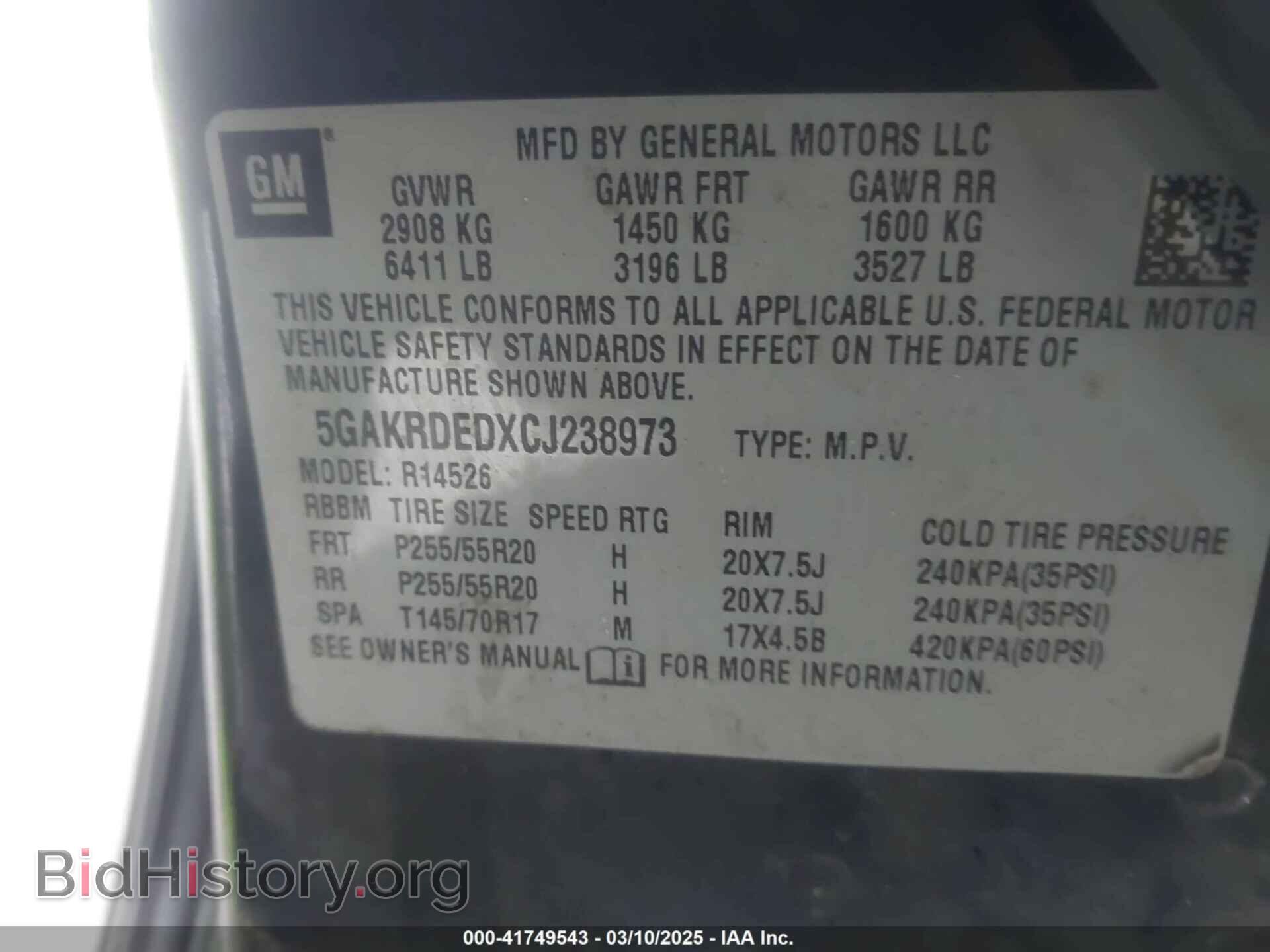 2012 BUICK ENCLAVE - VIN: 5GAKRDEDXCJ238973 - Фото 9