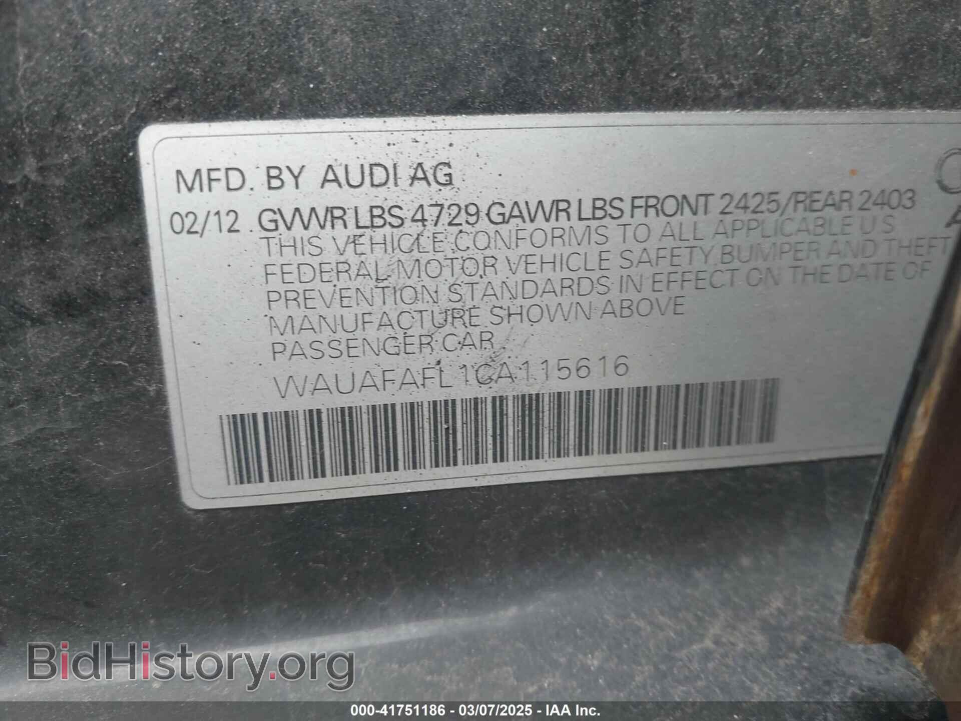 2012 AUDI A4 - VIN: WAUAFAFL1CA115616 - Фото 9