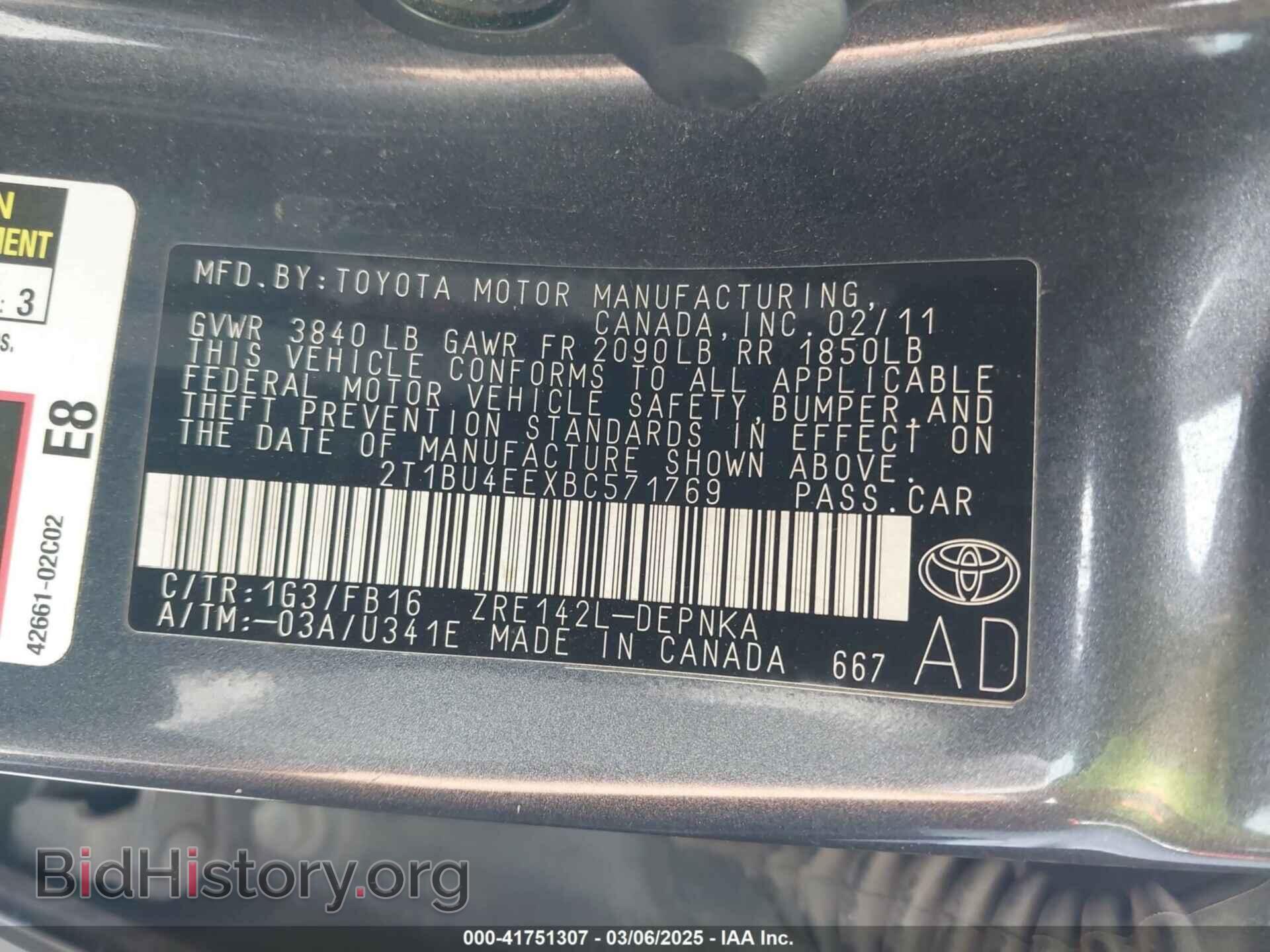 2011 TOYOTA COROLLA - VIN: 2T1BU4EEXBC571769 - Фото 9
