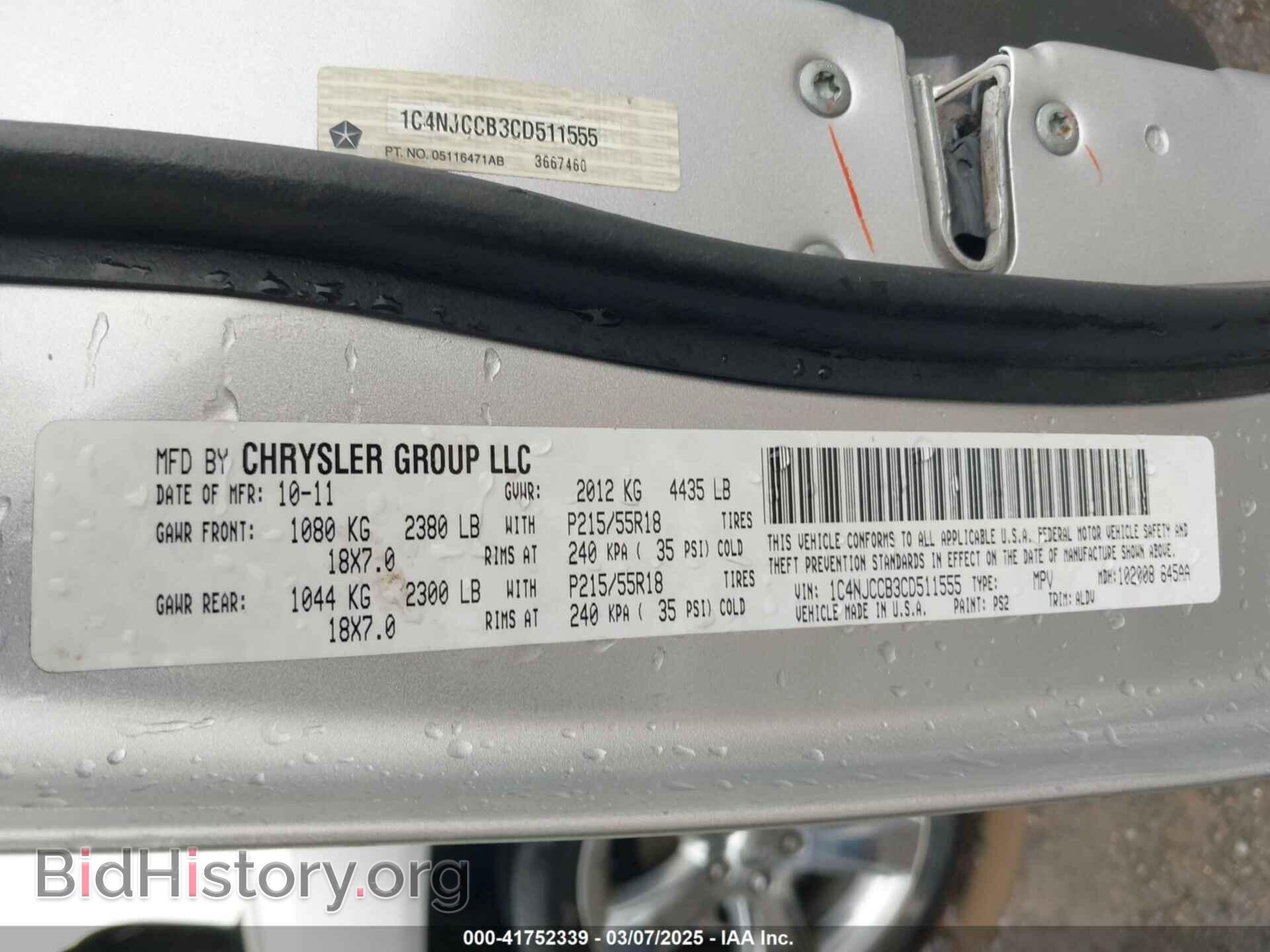 2012 JEEP COMPASS - VIN: 1C4NJCCB3CD511555 - Photo 9