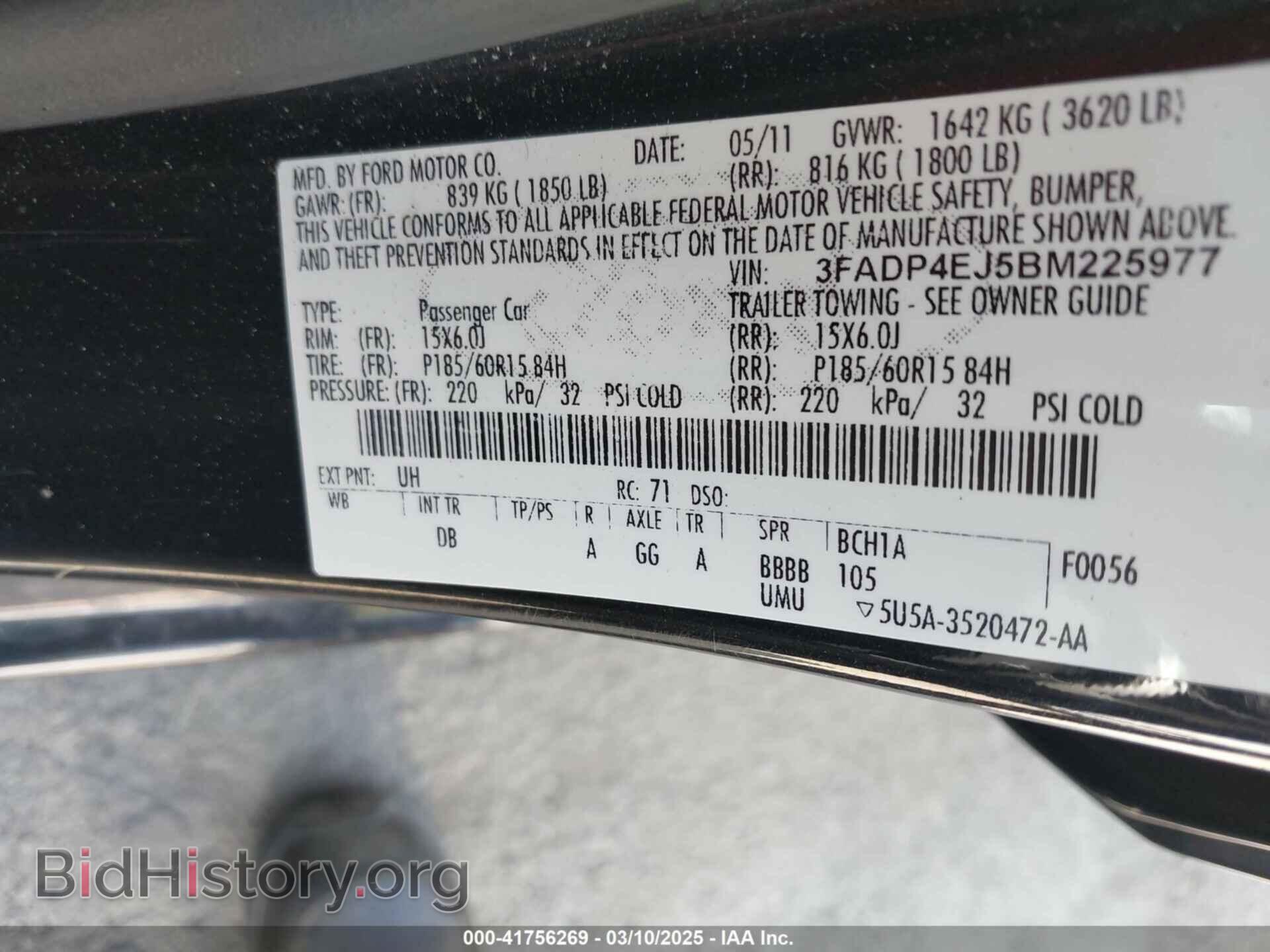2011 FORD FIESTA - VIN: 3FADP4EJ5BM225977 - Фото 9