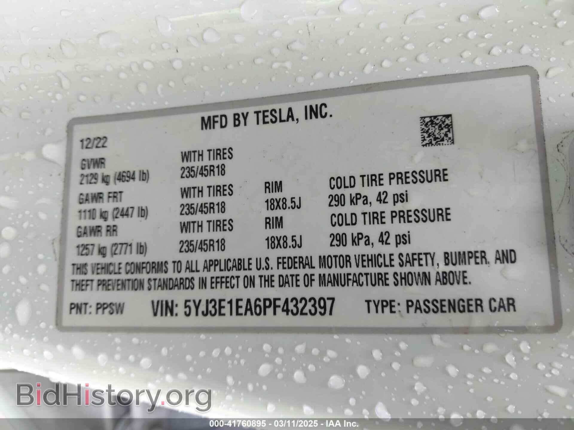 2023 TESLA MODEL 3 - VIN: 5YJ3E1EA6PF432397 - Фото 9