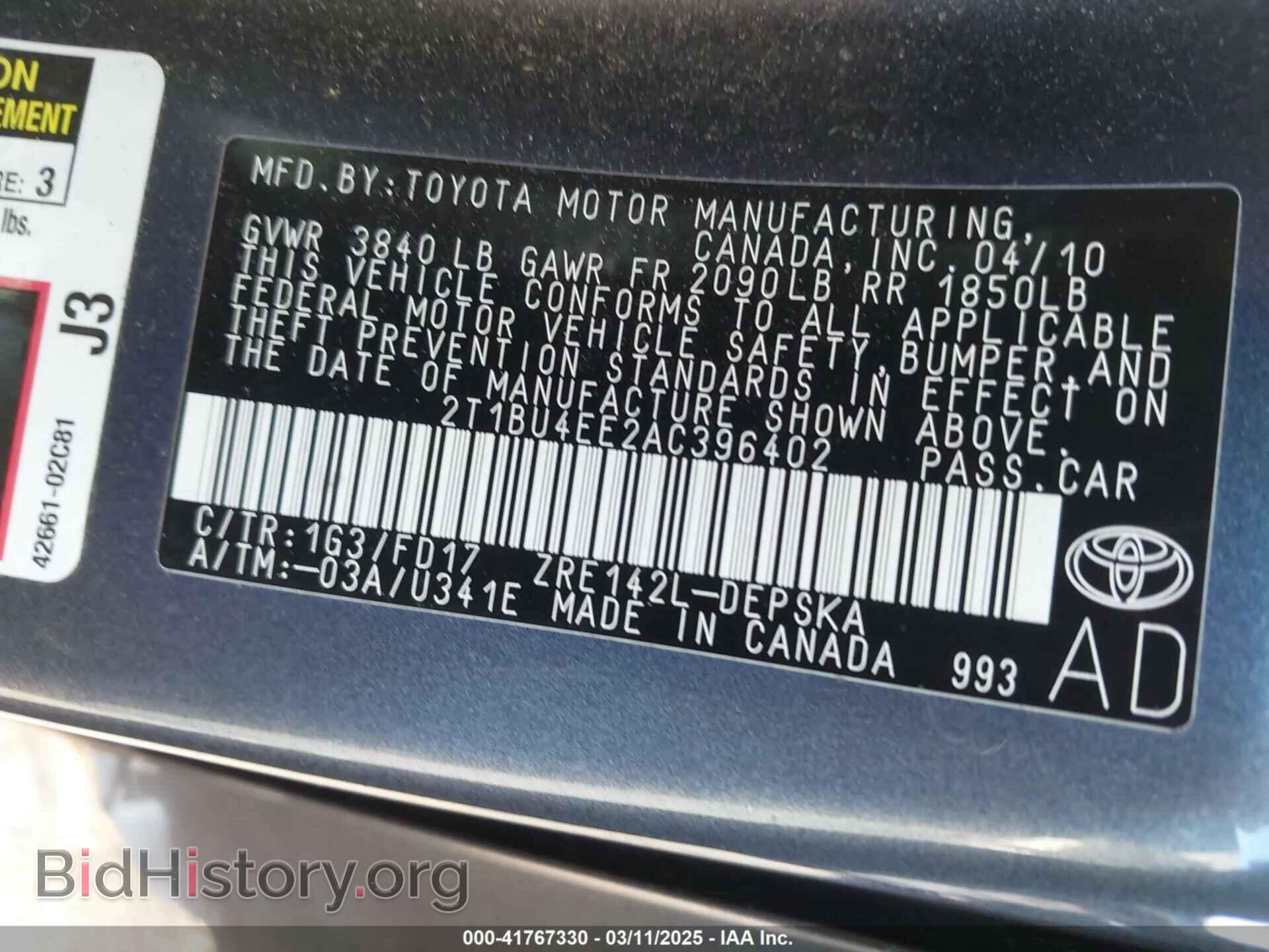 2010 TOYOTA COROLLA - VIN: 2T1BU4EE2AC396402 - Фото 9