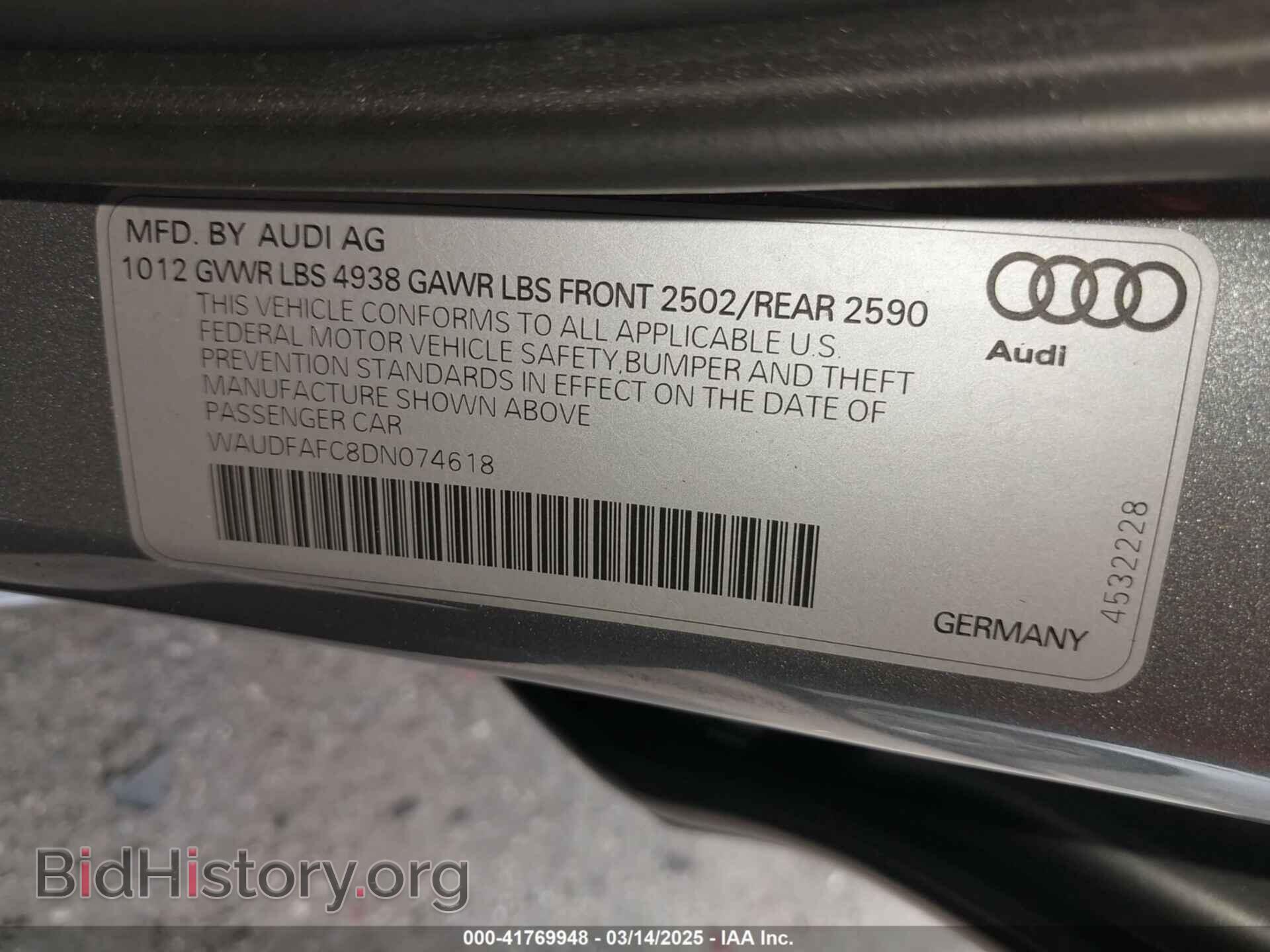 2013 AUDI A6 - VIN: WAUDFAFC8DN074618 - Фото 9