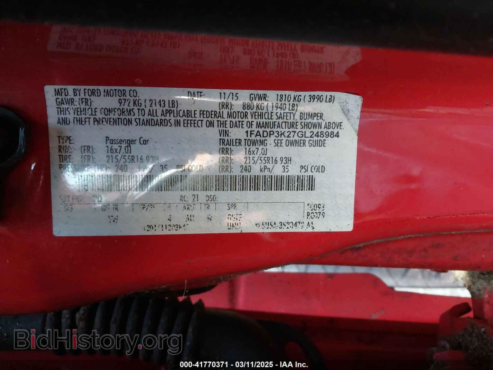 2016 FORD FOCUS - VIN: 1FADP3K27GL248984 - Фото 9