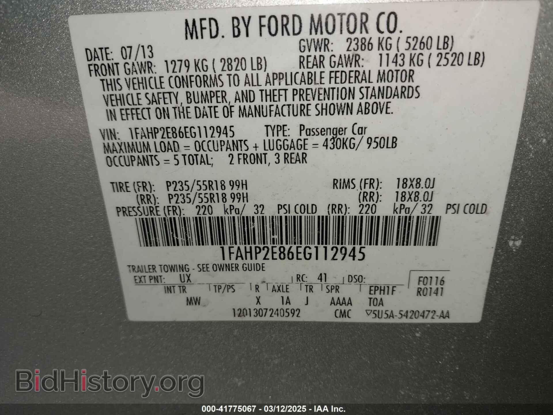2014 FORD TAURUS - VIN: 1FAHP2E86EG112945 - Photo 9