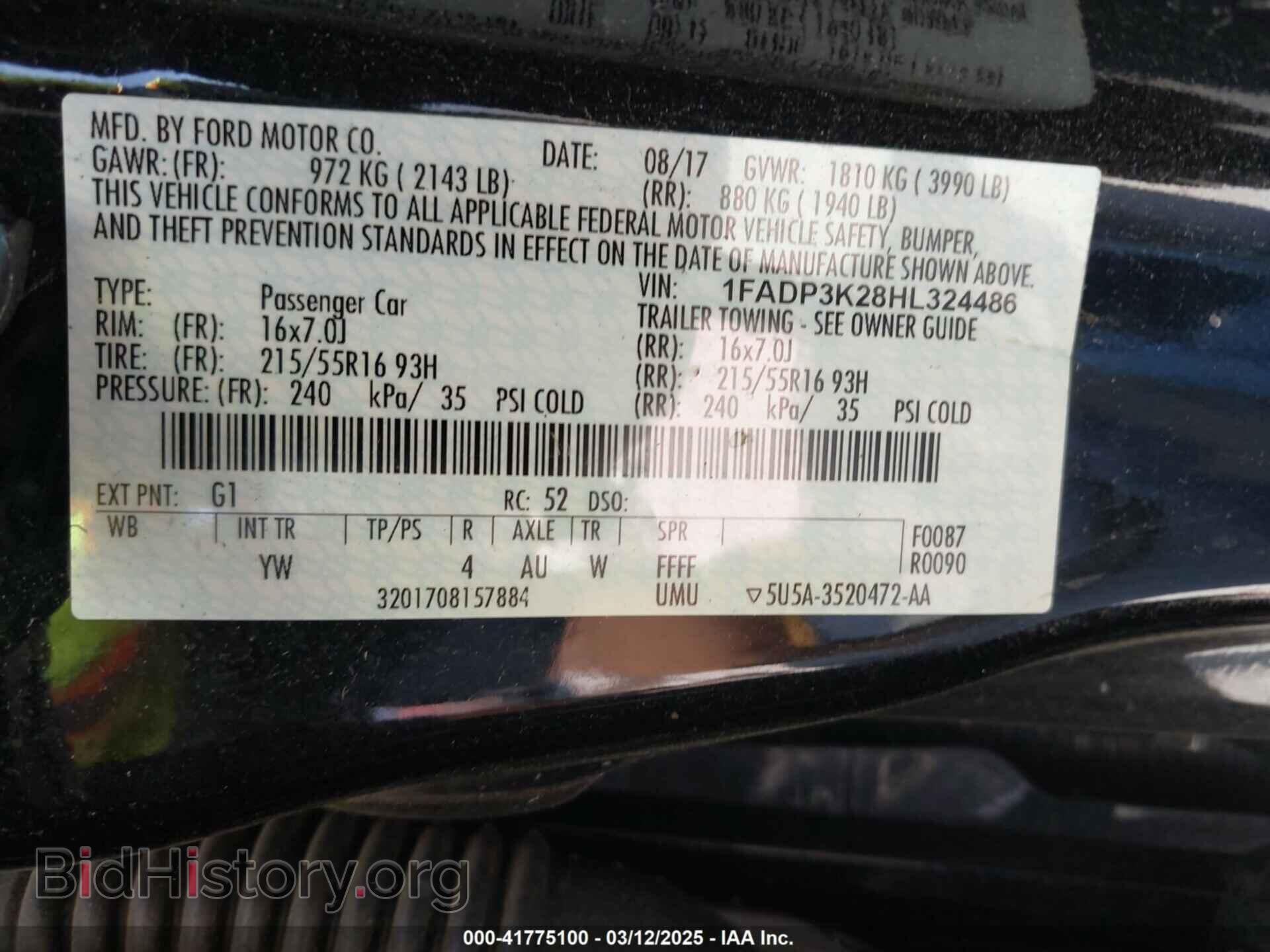 2017 FORD FOCUS - VIN: 1FADP3K28HL324486 - Фото 9