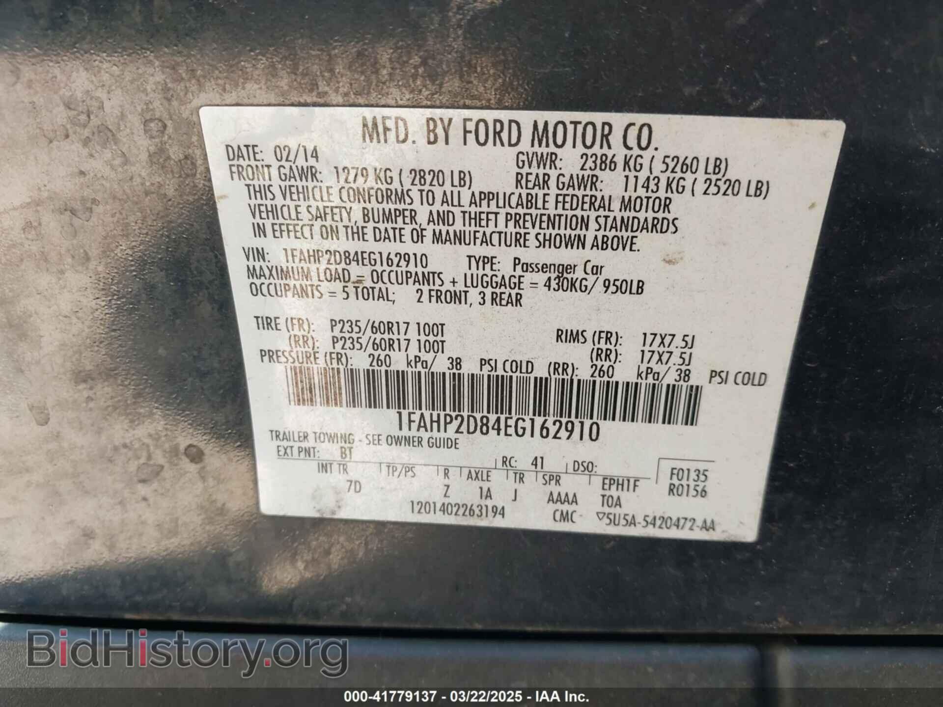 2014 FORD TAURUS - VIN: 1FAHP2D84EG162910 - Photo 9