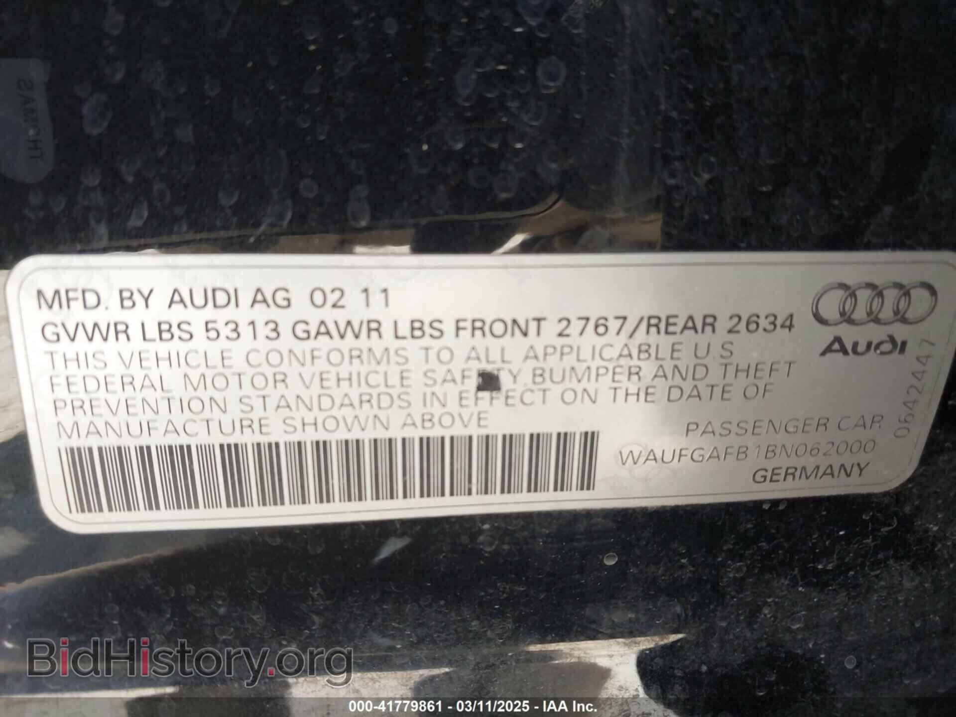 2011 AUDI A6 - VIN: WAUFGAFB1BN062000 - Photo 9