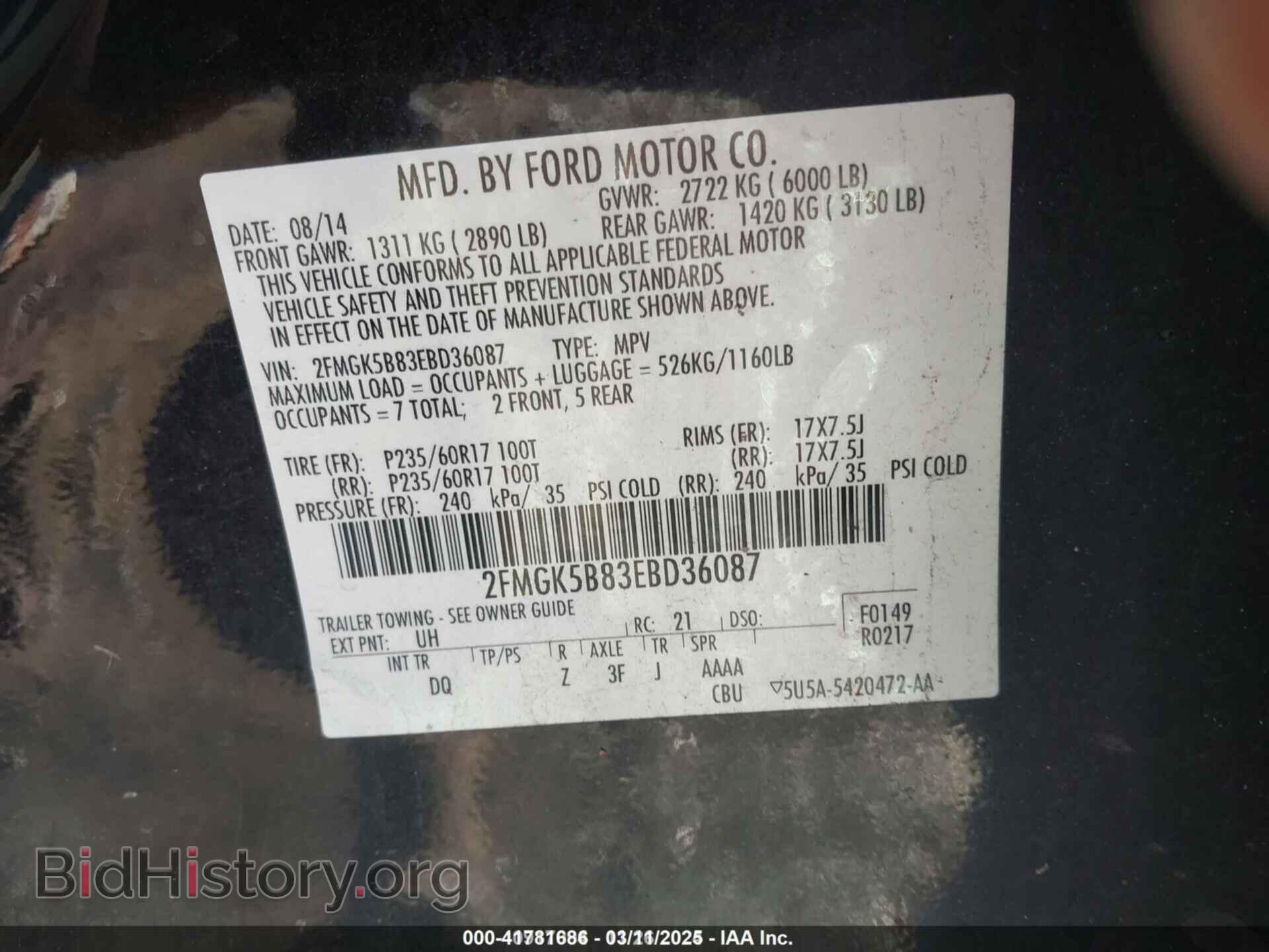 2014 FORD FLEX - VIN: 2FMGK5B83EBD36087 - Photo 9