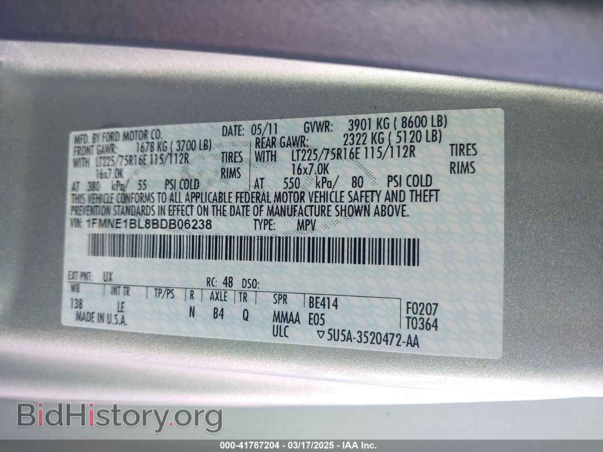 2011 FORD E-150 - VIN: 1FMNE1BL8BDB06238 - Фото 9