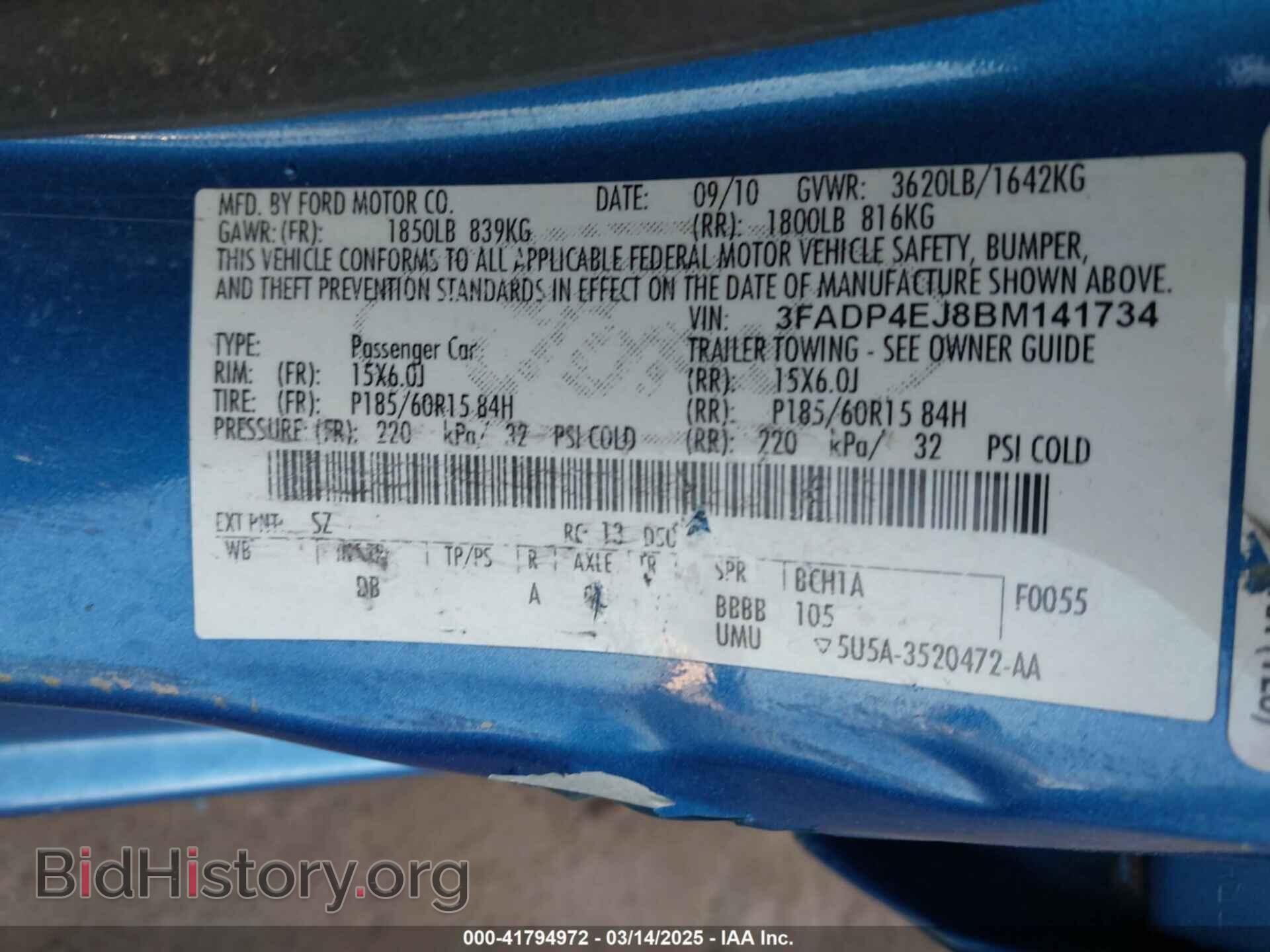 2011 FORD FIESTA - VIN: 3FADP4EJ8BM141734 - Фото 9