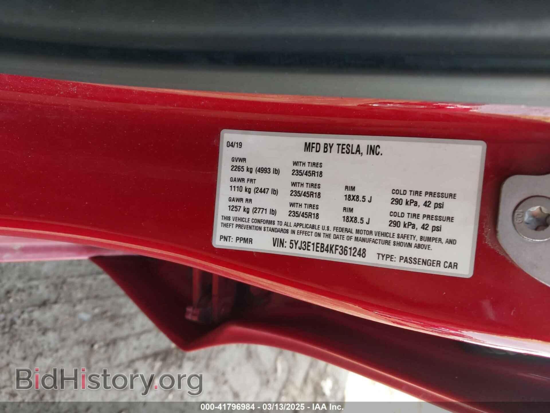 2019 TESLA MODEL 3 - VIN: 5YJ3E1EB4KF361248 - Photo 9