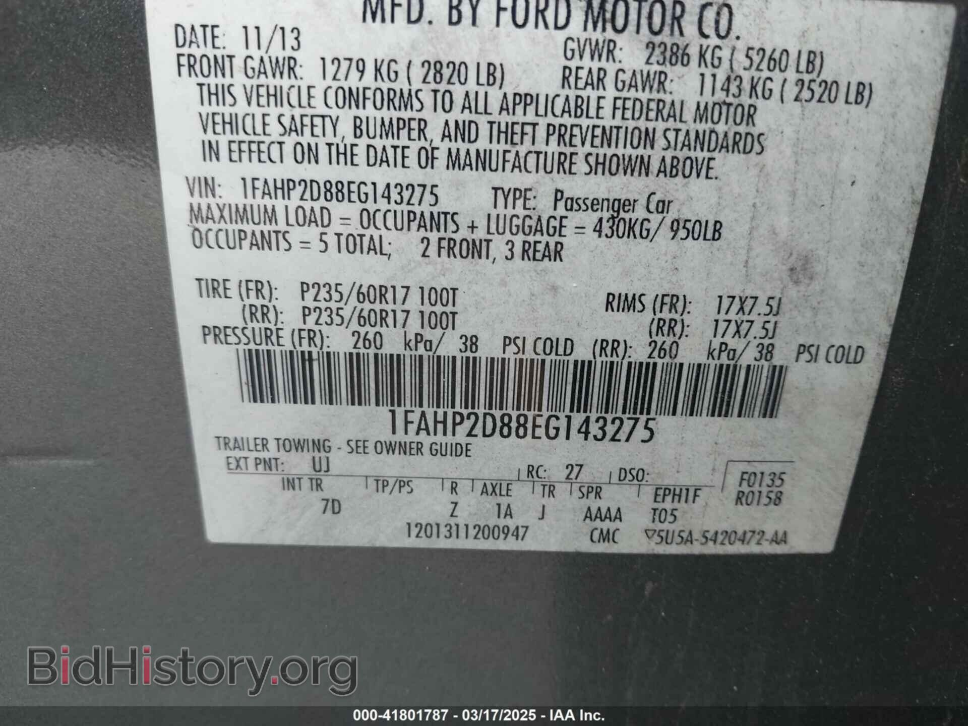 2014 FORD TAURUS - VIN: 1FAHP2D88EG143275 - Фото 9