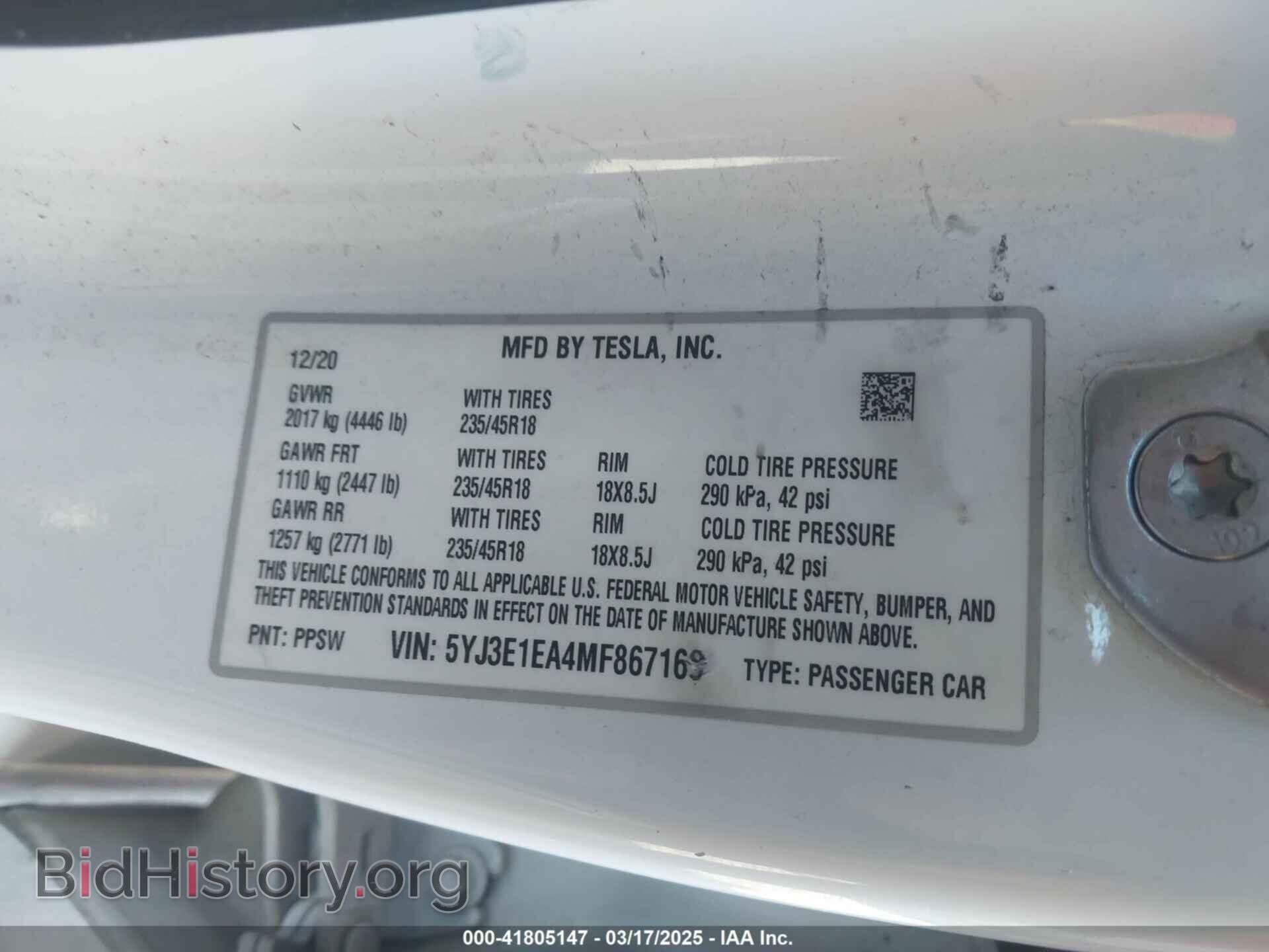 2021 TESLA MODEL 3 - VIN: 5YJ3E1EA4MF867169 - Photo 9