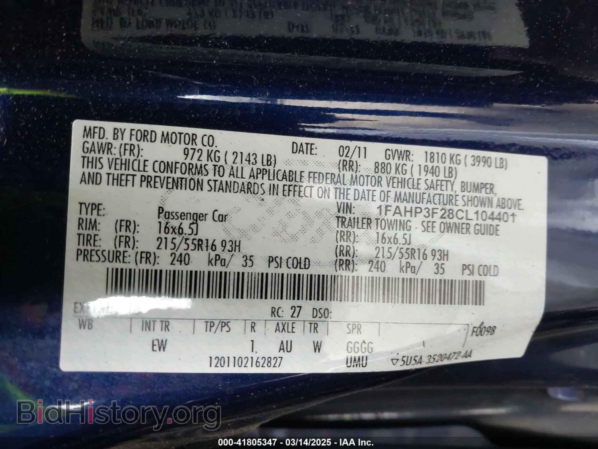 2012 FORD FOCUS - VIN: 1FAHP3F28CL104401 - Фото 9