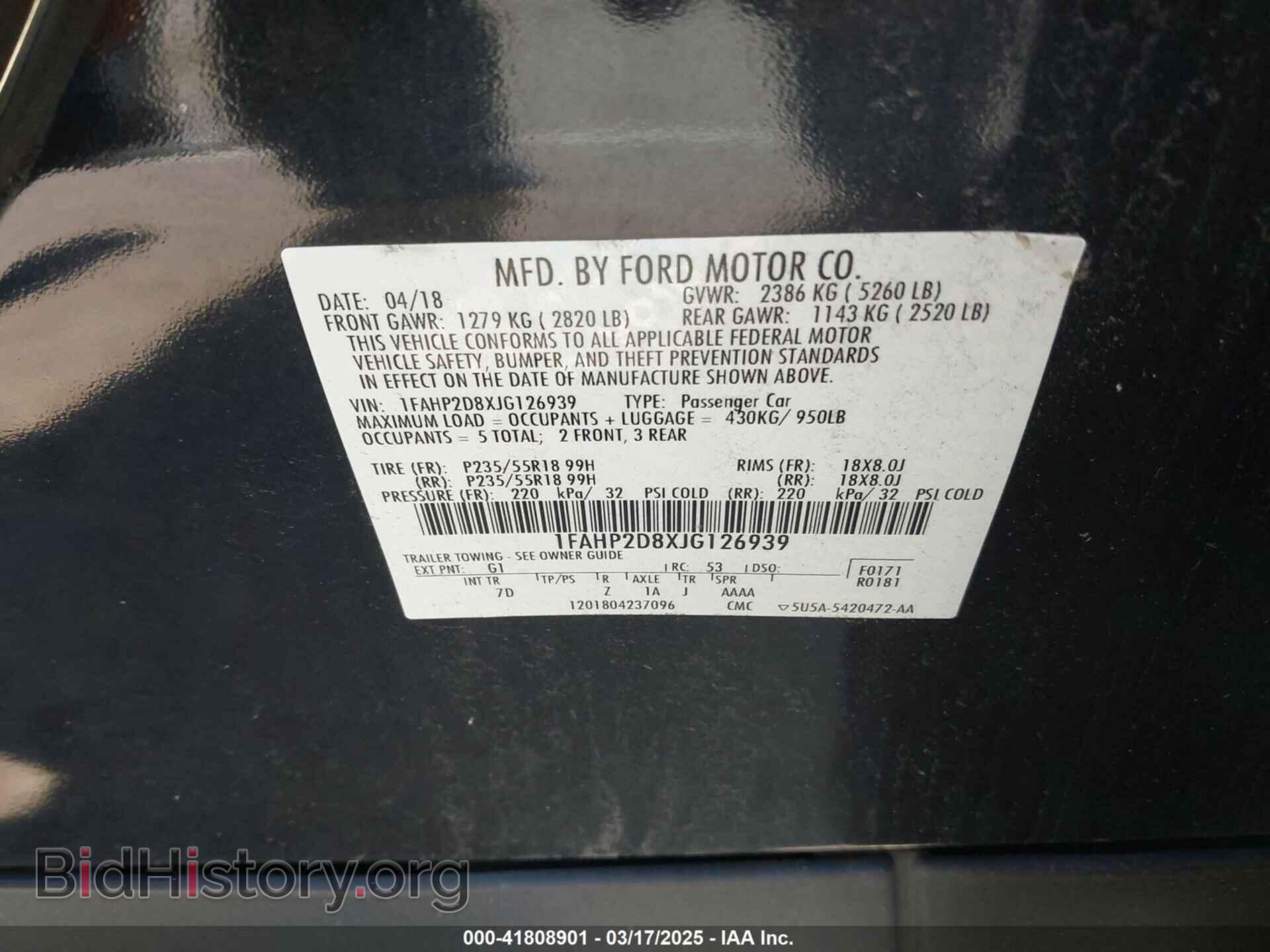 2018 FORD TAURUS - VIN: 1FAHP2D8XJG126939 - Фото 9