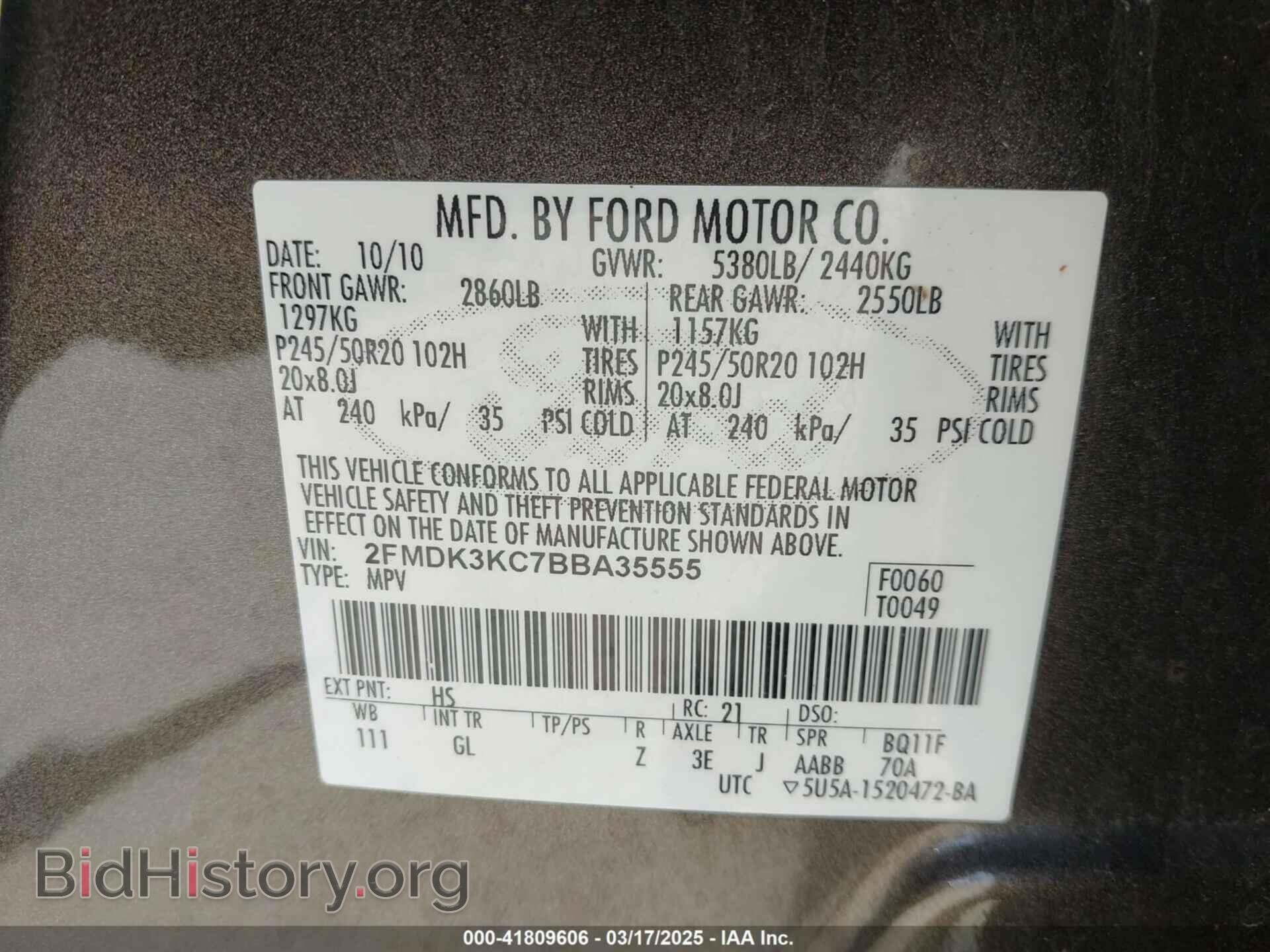 2011 FORD EDGE - VIN: 2FMDK3KC7BBA35555 - Photo 9