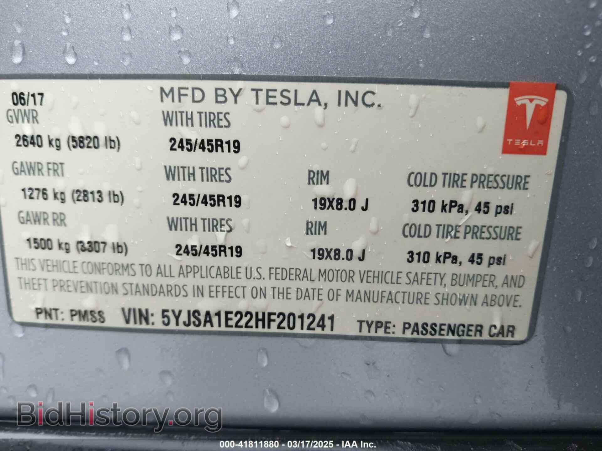 2017 TESLA MODEL S - VIN: 5YJSA1E22HF201241 - Photo 9