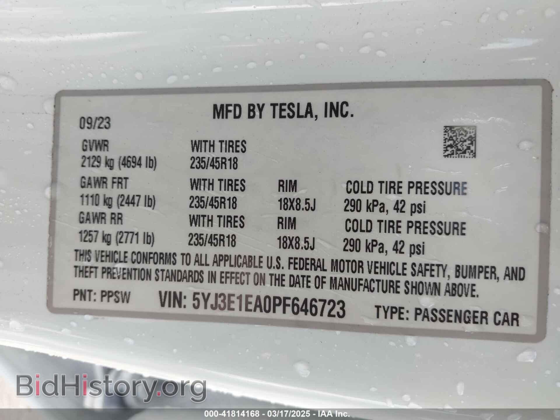 2023 TESLA MODEL 3 - VIN: 5YJ3E1EA0PF646723 - Фото 9