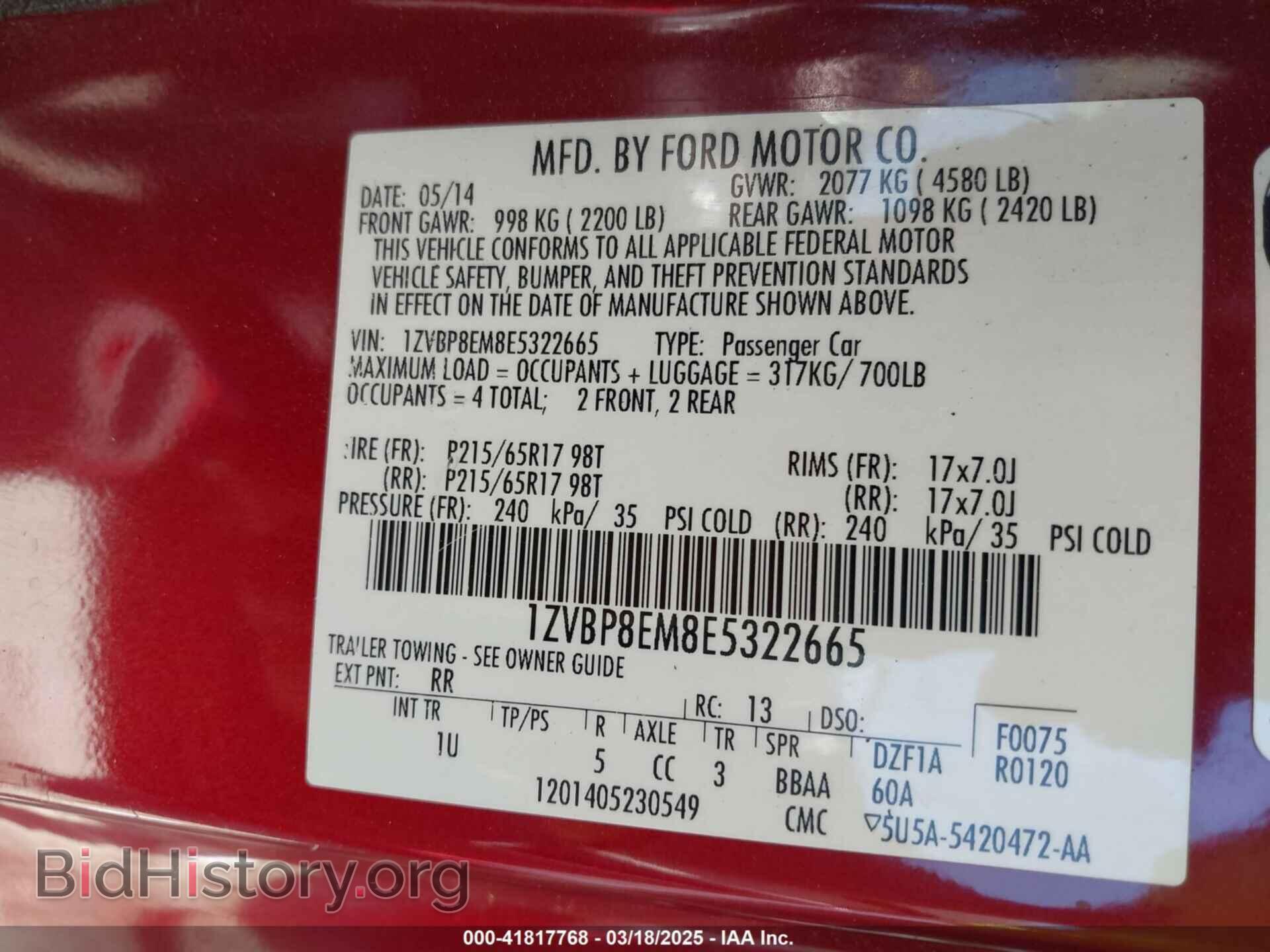 2014 FORD MUSTANG - VIN: 1ZVBP8EM8E5322665 - Фото 9