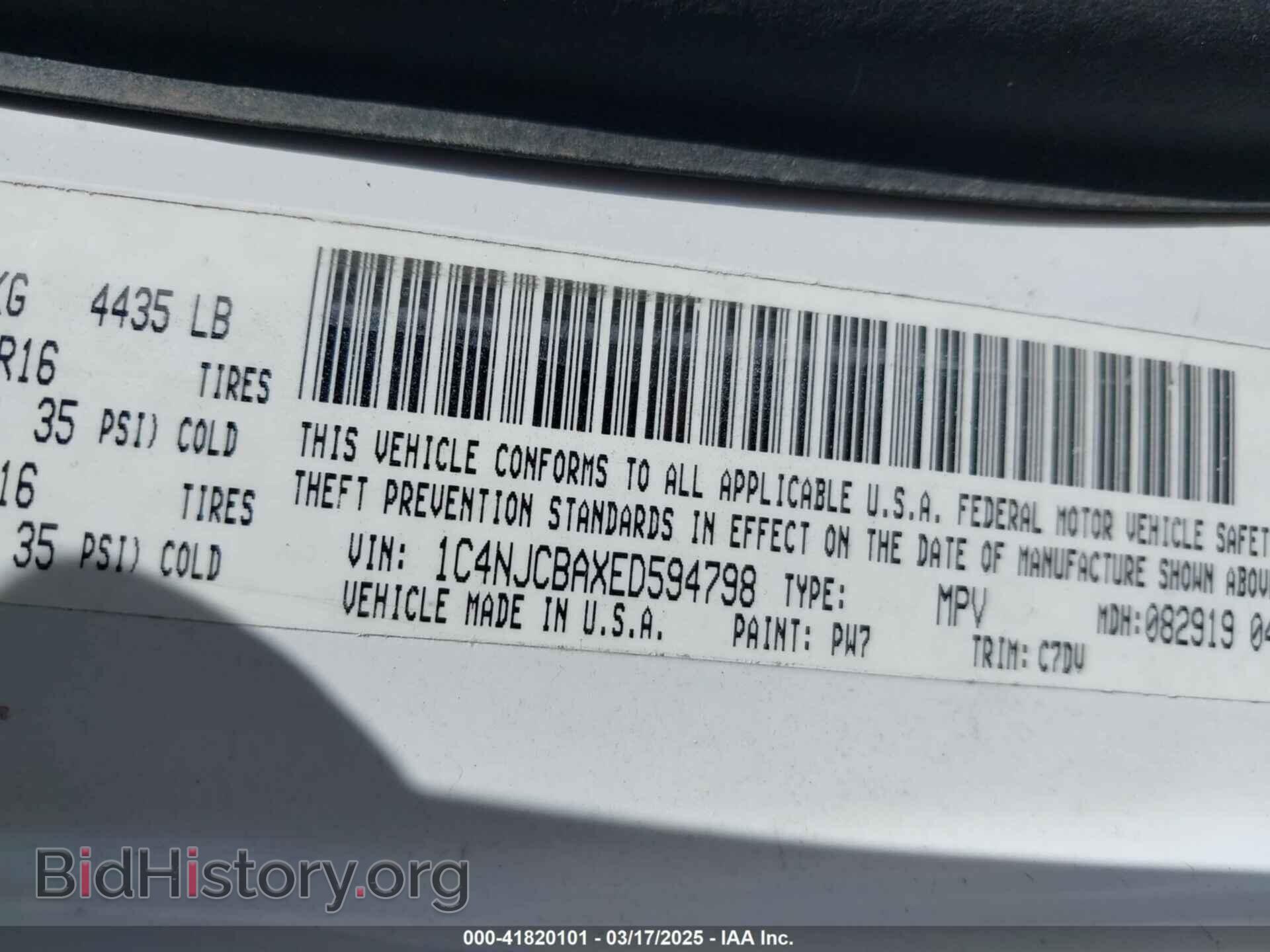 2014 JEEP COMPASS - VIN: 1C4NJCBAXED594798 - Фото 9