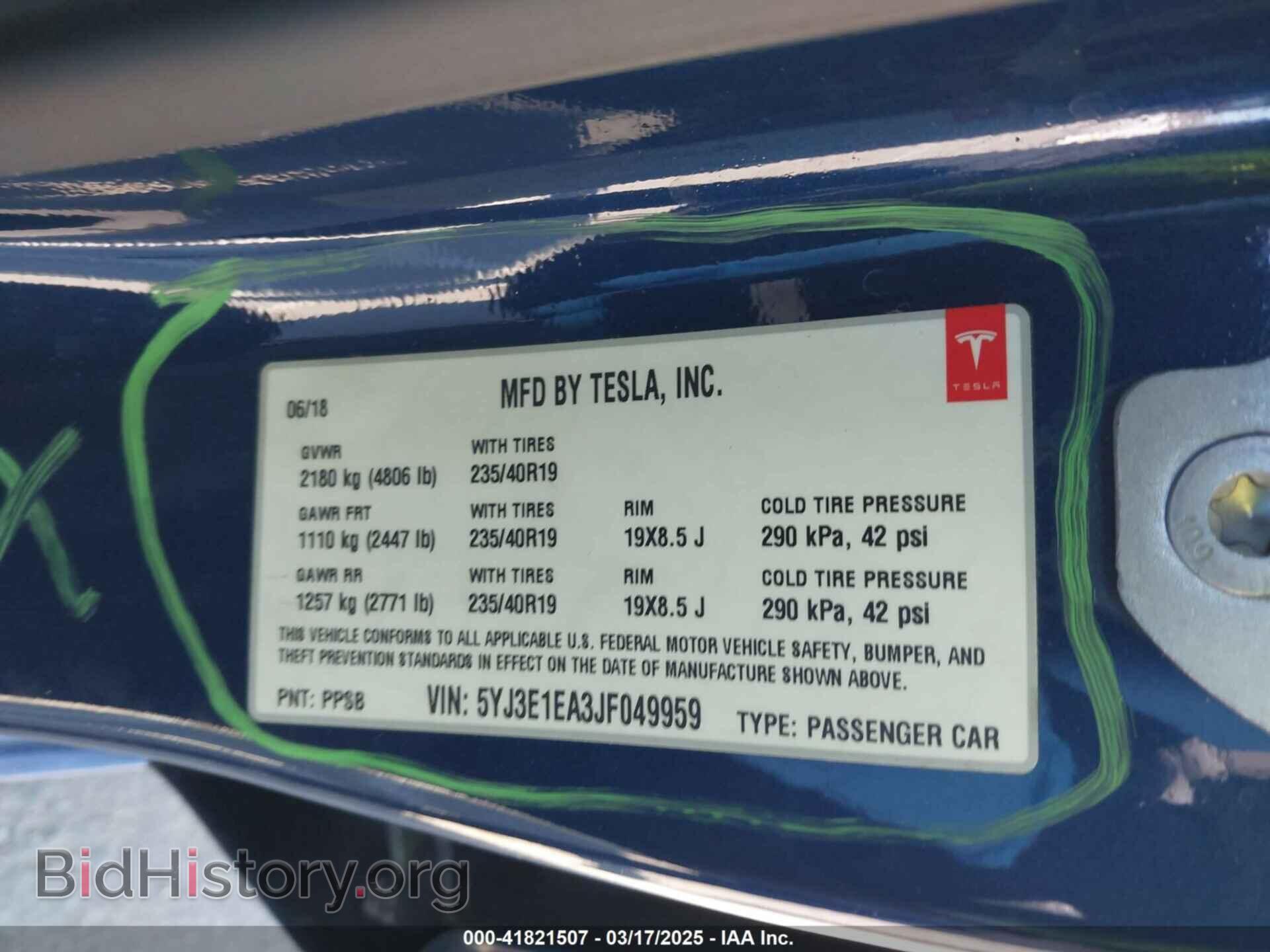 2018 TESLA MODEL 3 - VIN: 5YJ3E1EA3JF049959 - Фото 8