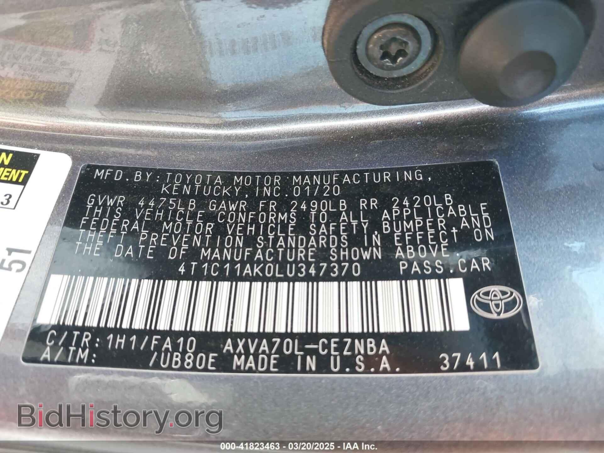 2020 TOYOTA CAMRY - VIN: 4T1C11AK0LU347370 - Photo 9