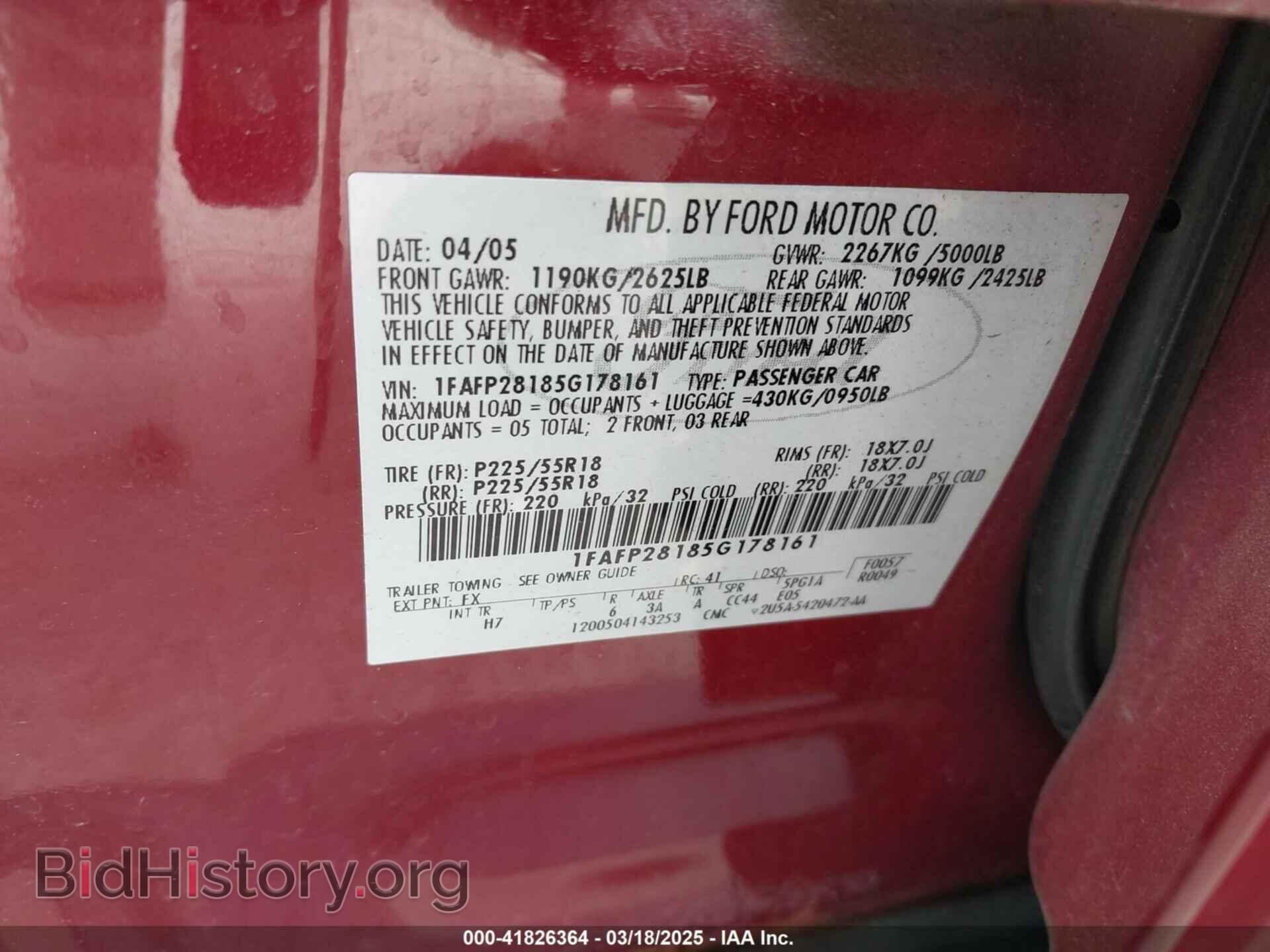 2005 FORD FIVE HUNDRED - VIN: 1FAFP28185G178161 - Photo 9