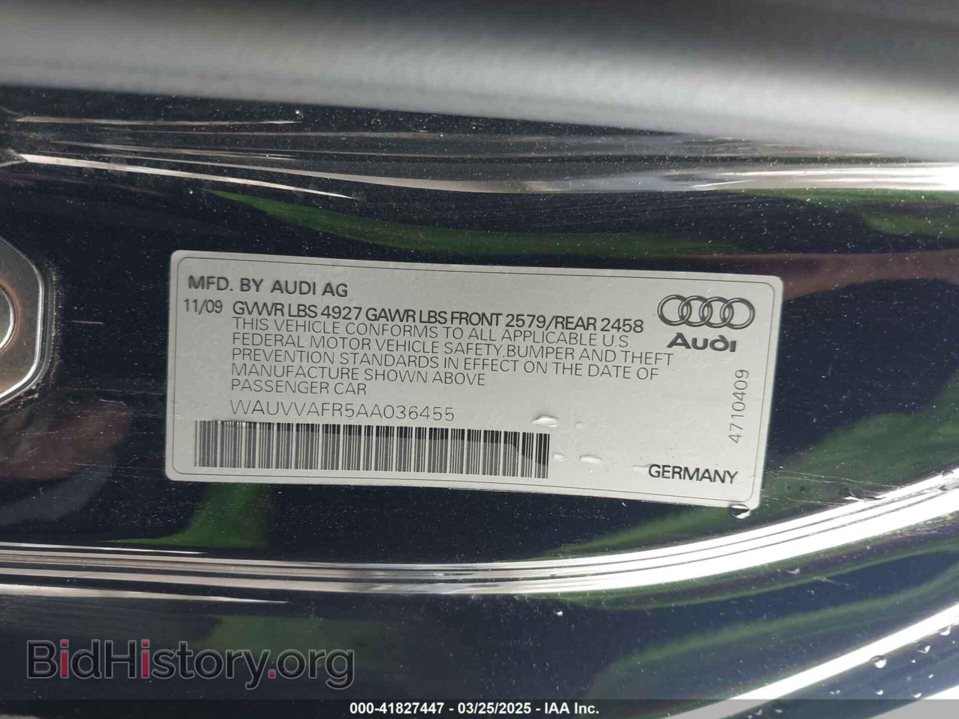2010 AUDI S5 - VIN: WAUVVAFR5AA036455 - Фото 9