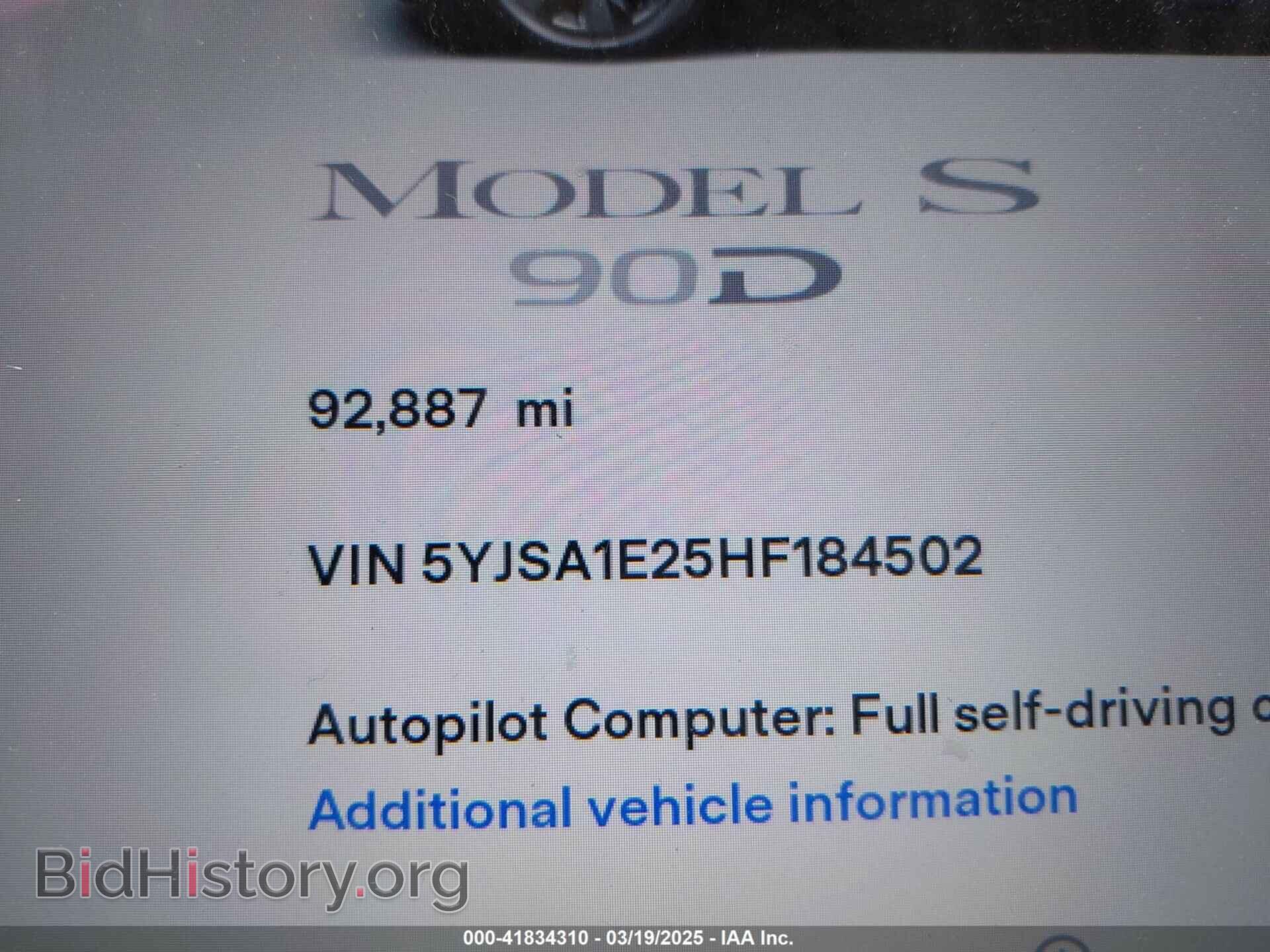 2017 TESLA MODEL S - VIN: 5YJSA1E25HF184502 - Фото 16