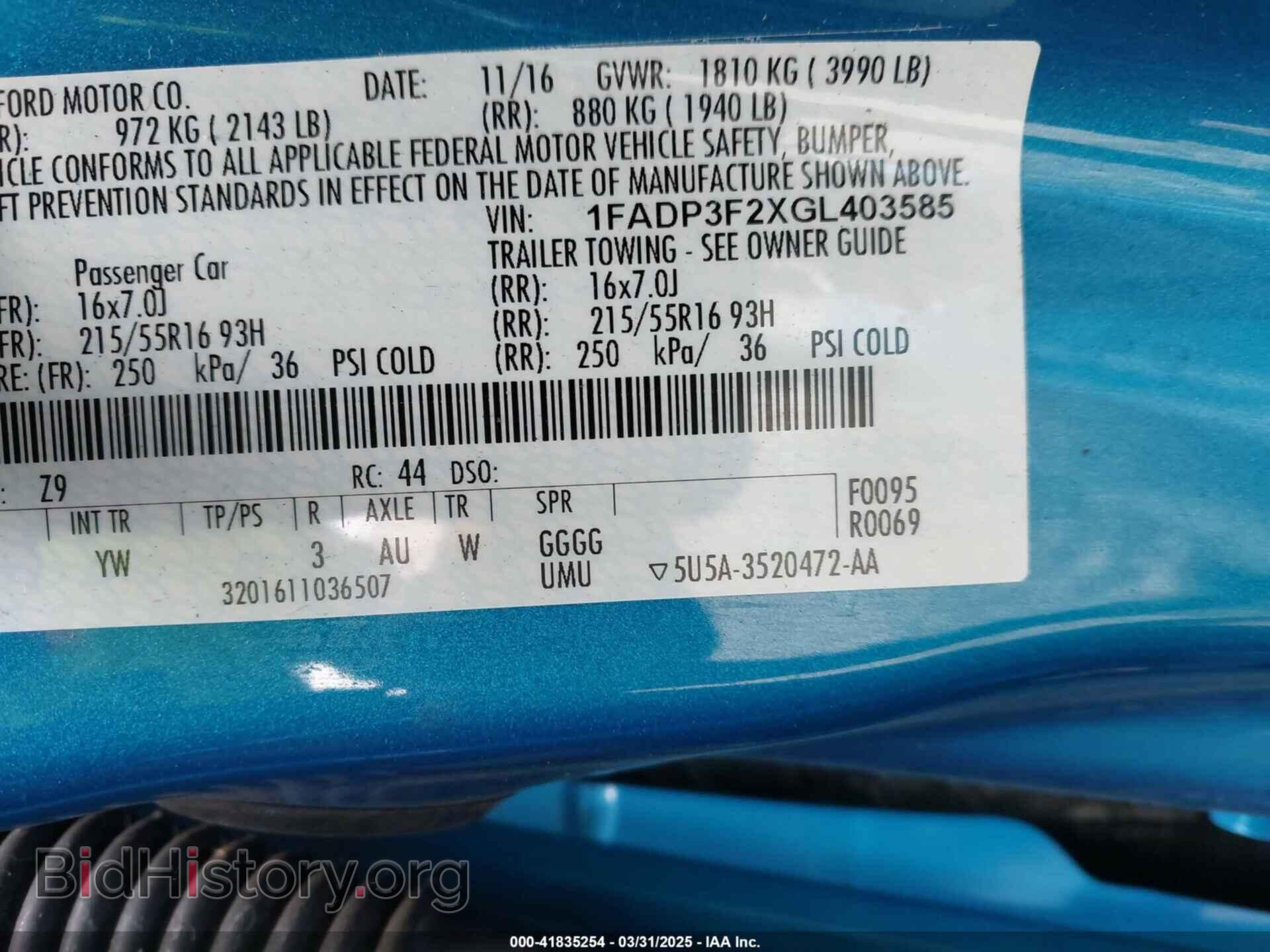 2016 FORD FOCUS - VIN: 1FADP3F2XGL403585 - Фото 9