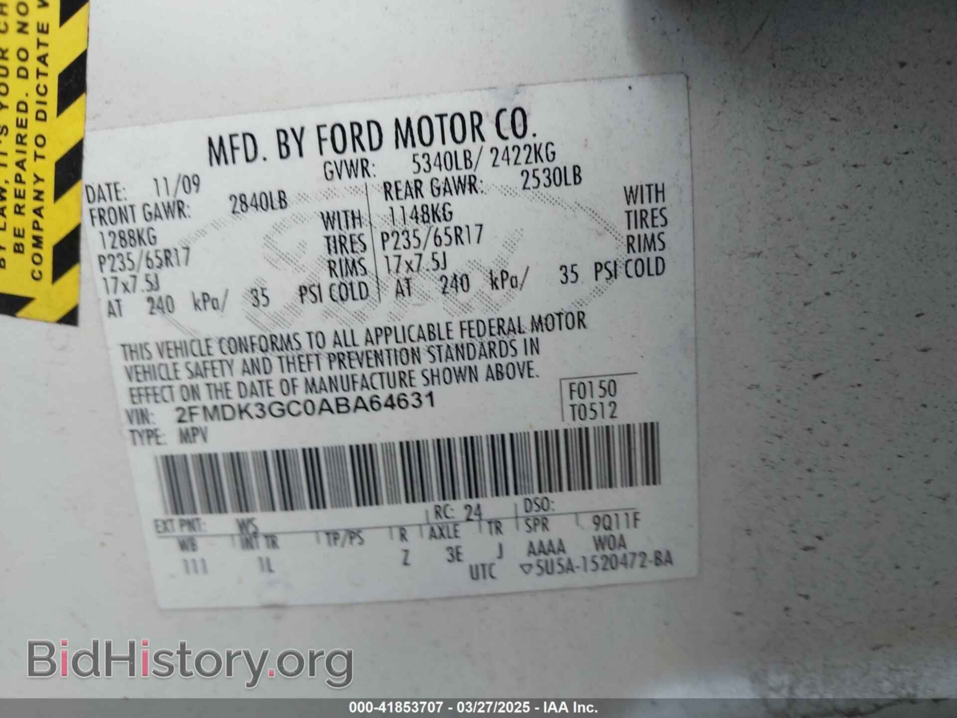 2010 FORD EDGE - VIN: 2FMDK3GC0ABA64631 - Фото 9