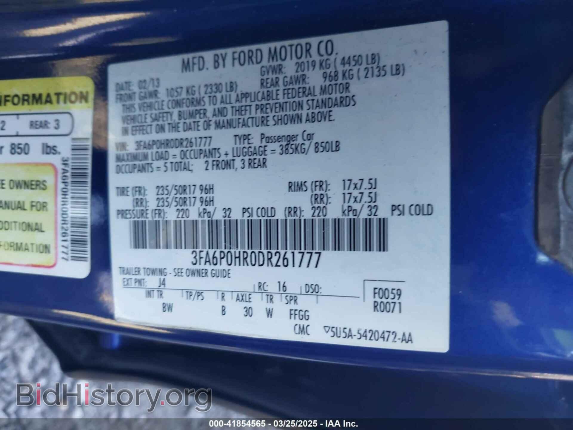 2013 FORD FUSION - VIN: 3FA6POHRODR261777 - Фото 9