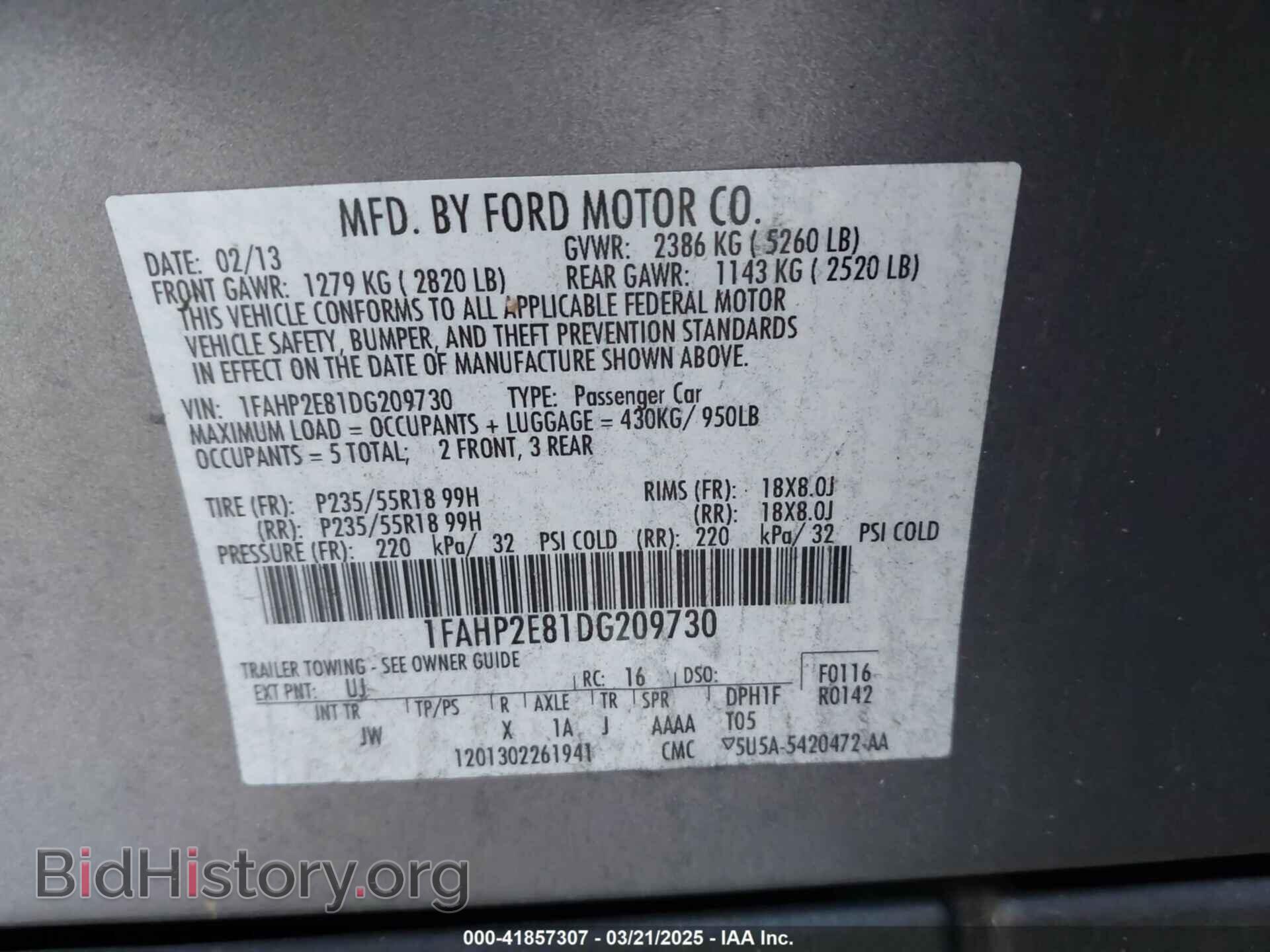 2013 FORD TAURUS - VIN: 1FAHP2E81DG209730 - Photo 9