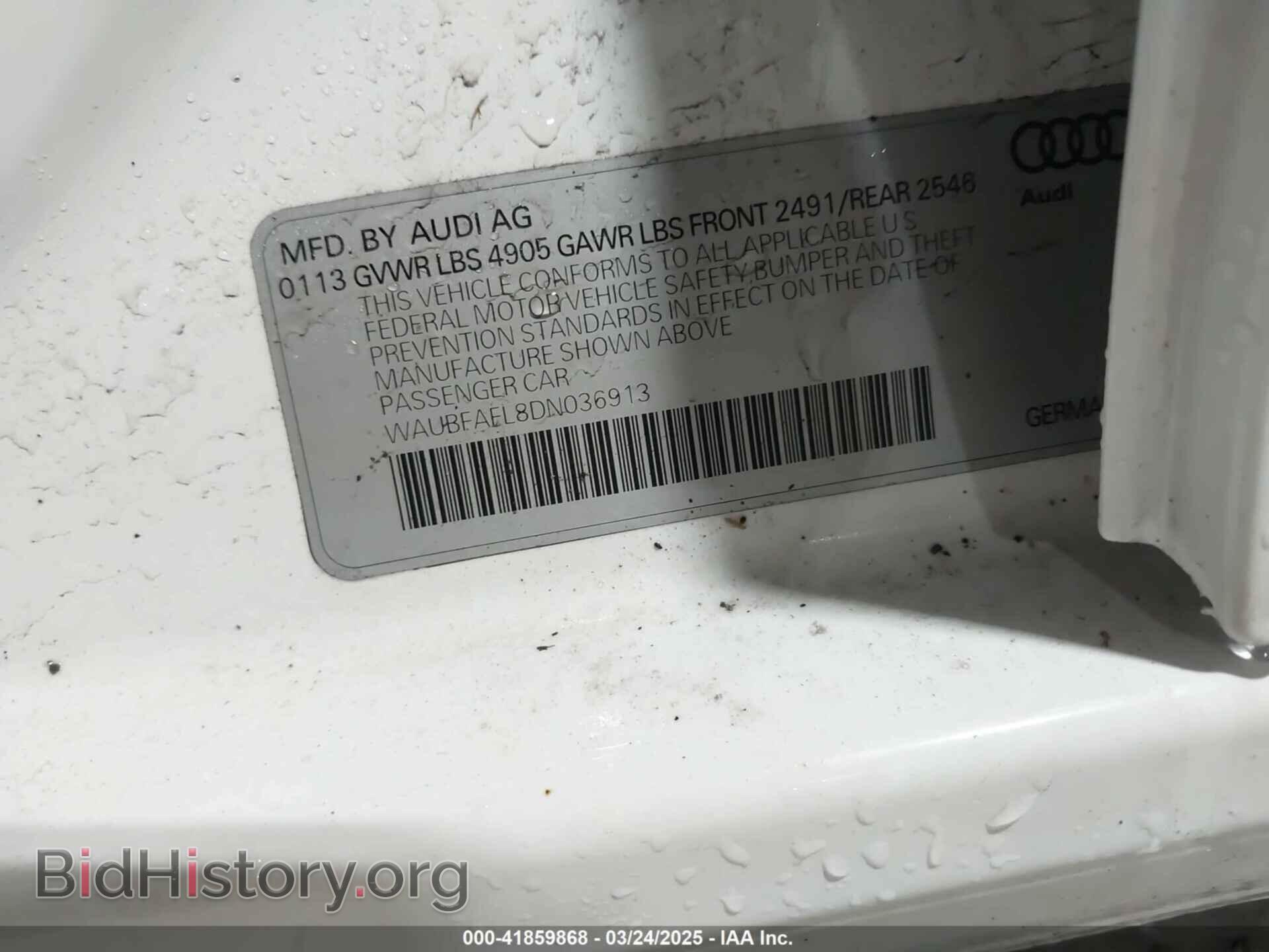 2013 AUDI A4 - VIN: WAUBFAFL8DN036913 - Фото 9