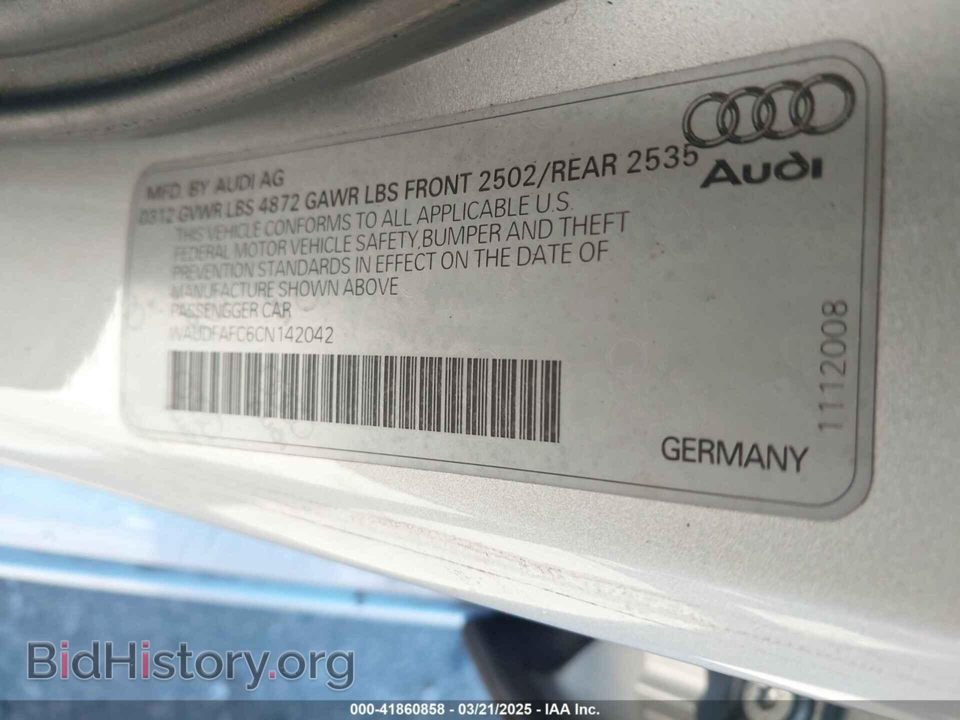 2012 AUDI A6 - VIN: WAUDFAFC6CN142042 - Фото 9
