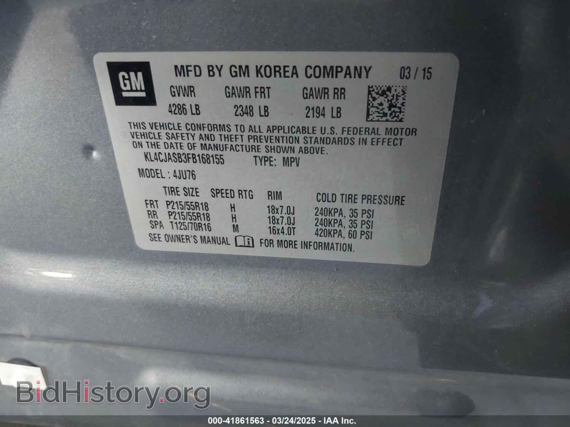 2015 BUICK ENCORE - VIN: KL4CJASB3FB168155 - Photo 9