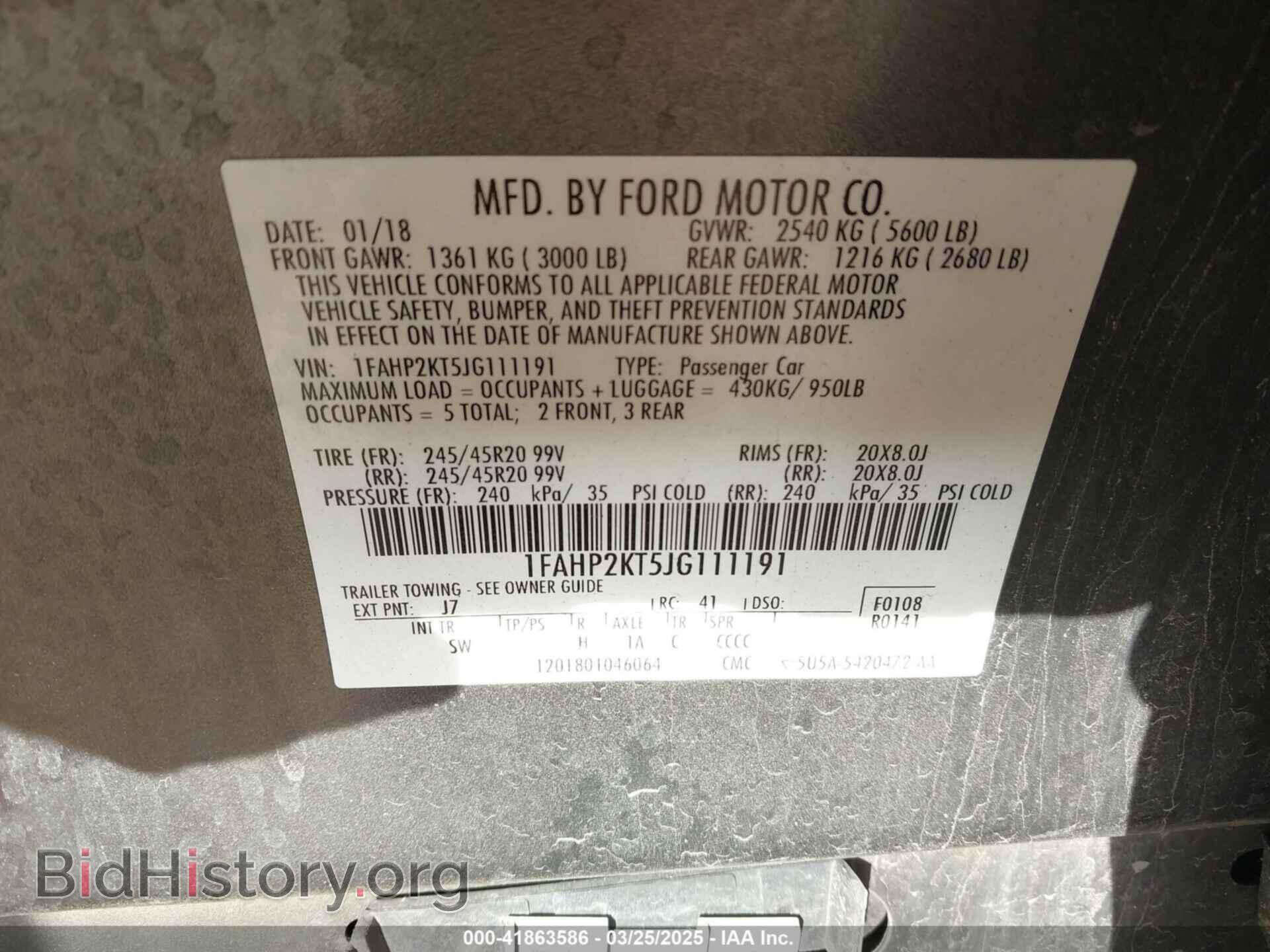 2018 FORD TAURUS - VIN: 1FAHP2KT5JG111191 - Photo 9