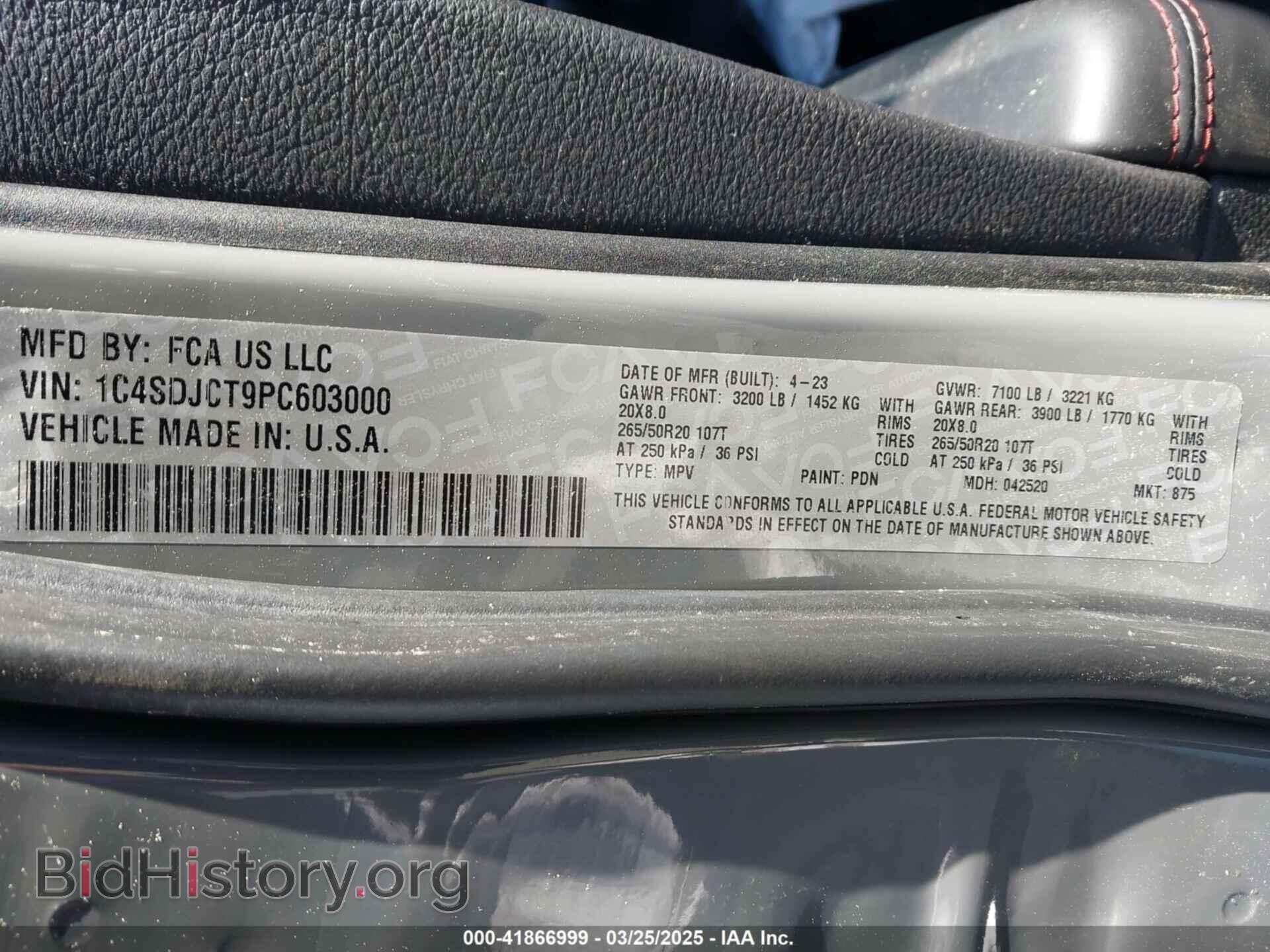 2023 DODGE DURANGO - VIN: 1C4SDJCT9PC603000 - Фото 9