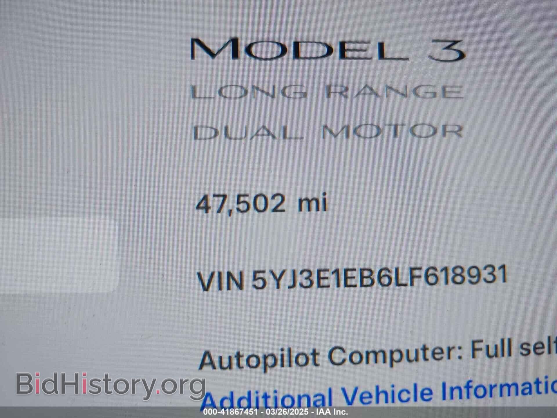 2020 TESLA MODEL 3 - VIN: 5YJ3E1EB6LF618931 - Photo 7