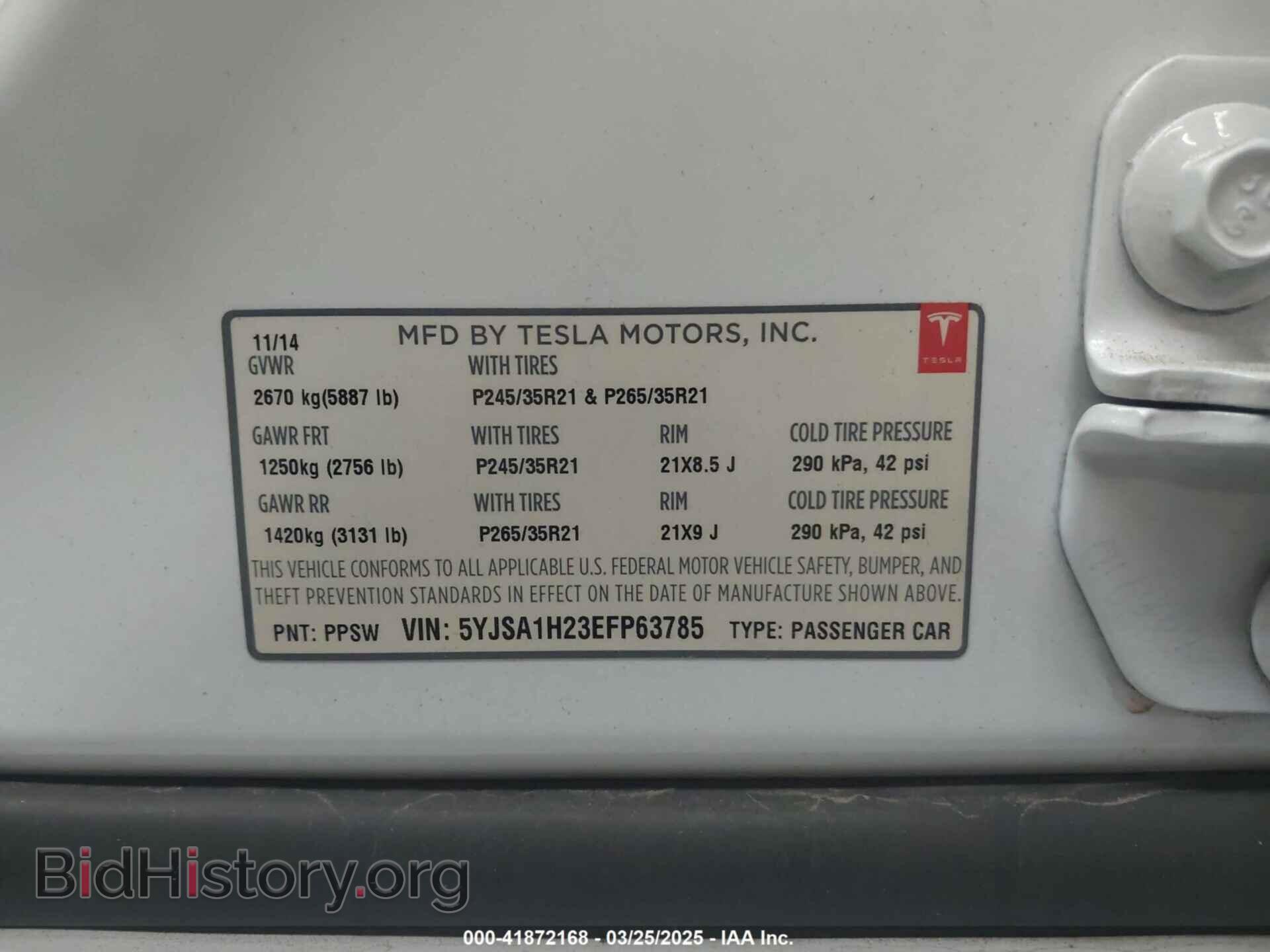 2014 TESLA MODEL S - VIN: 5YJSA1H23EFP63785 - Photo 9